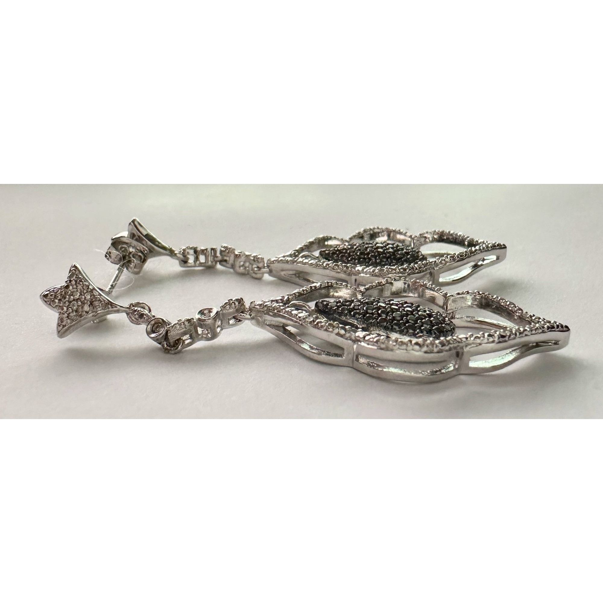 Other Black Diamond Cluster Leaf Dangle Earrings Size ONE SIZE - 5 Thumbnail