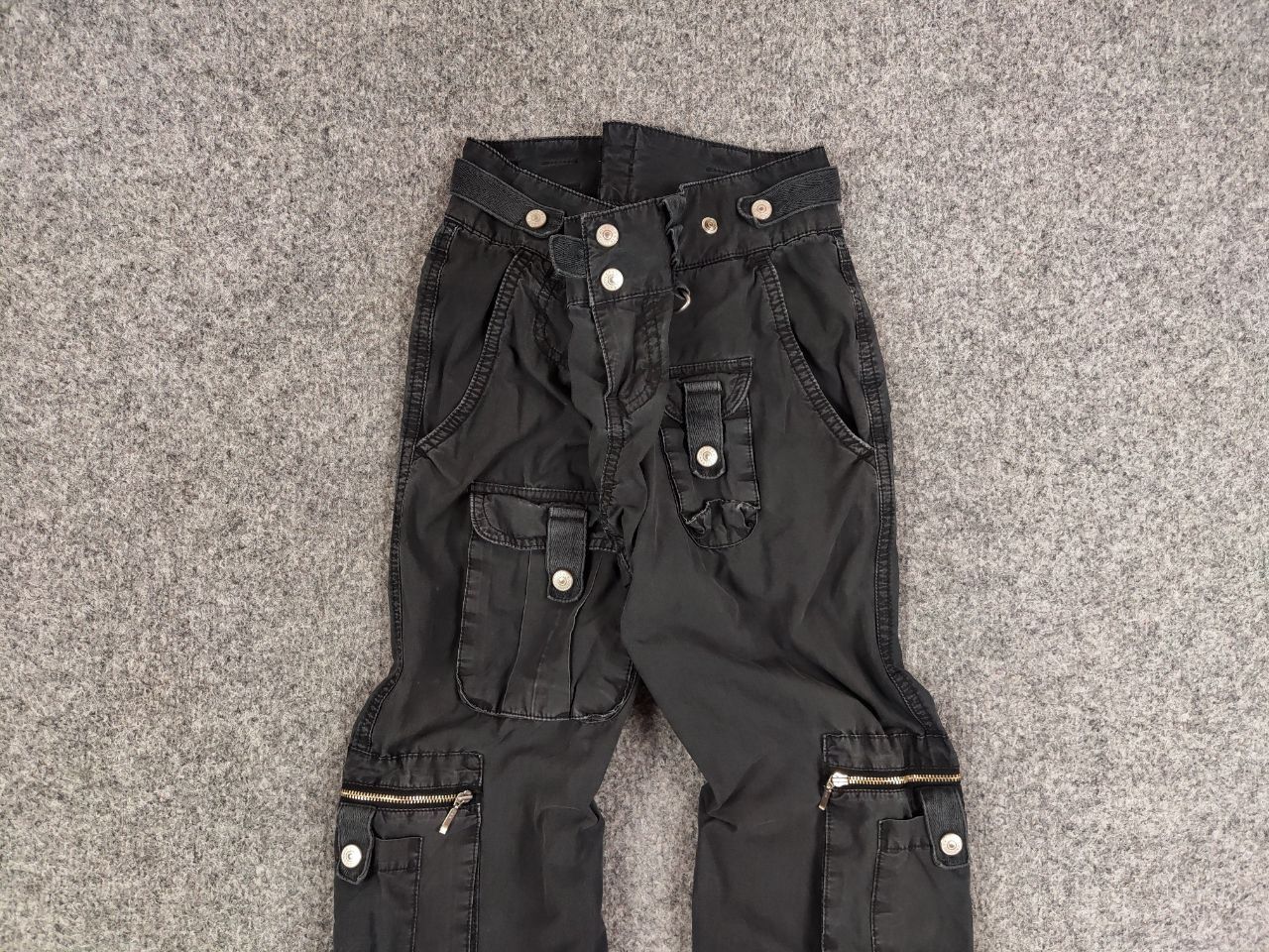 Japanese Brand Vintage 90's Japan Style Parachute Black Faded Cargo Pants Size US 30 / EU 46 - 2 Thumbnail