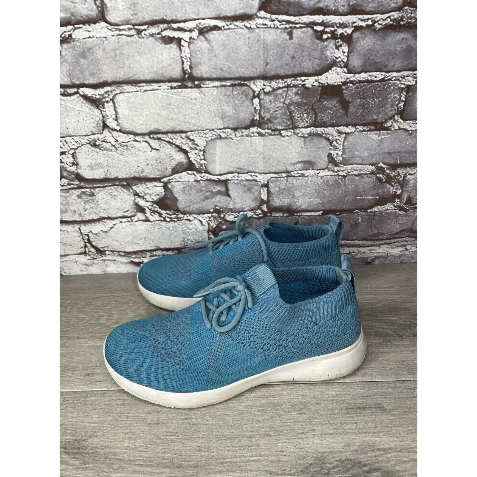 Other FITFLOP UBERKNIT Teal Blue Stretch Knit Mesh Wedge Sneakers Size US 6 / IT 36 - 15 Thumbnail