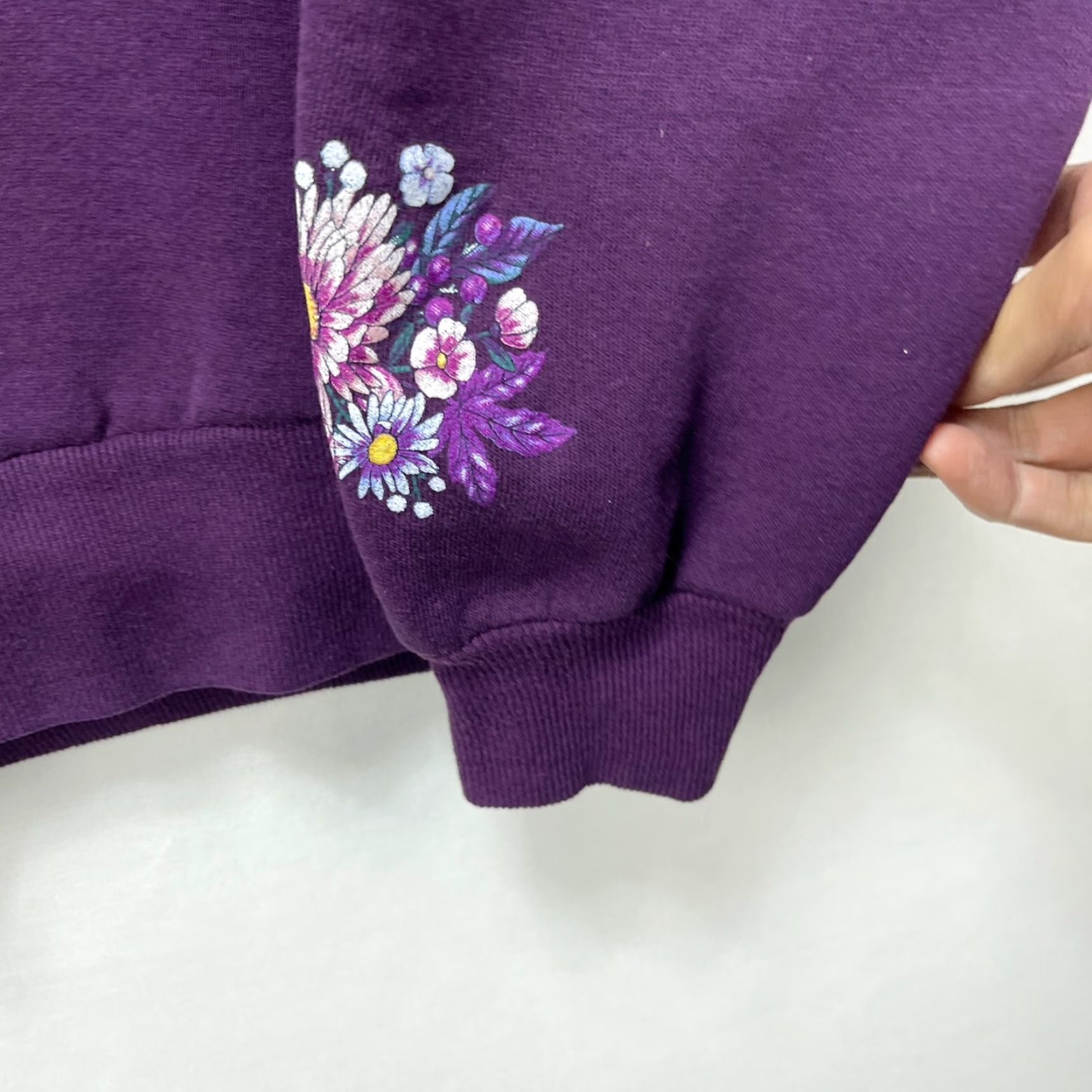 Vintage VINTAGE Flowers Grandma Morning Sun Sweatshirt Long Sleeve Pullover Made in USA Large Purple 90s Mens Sweatshirt Size US L / EU 52-54 / 3 - 4 Thumbnail