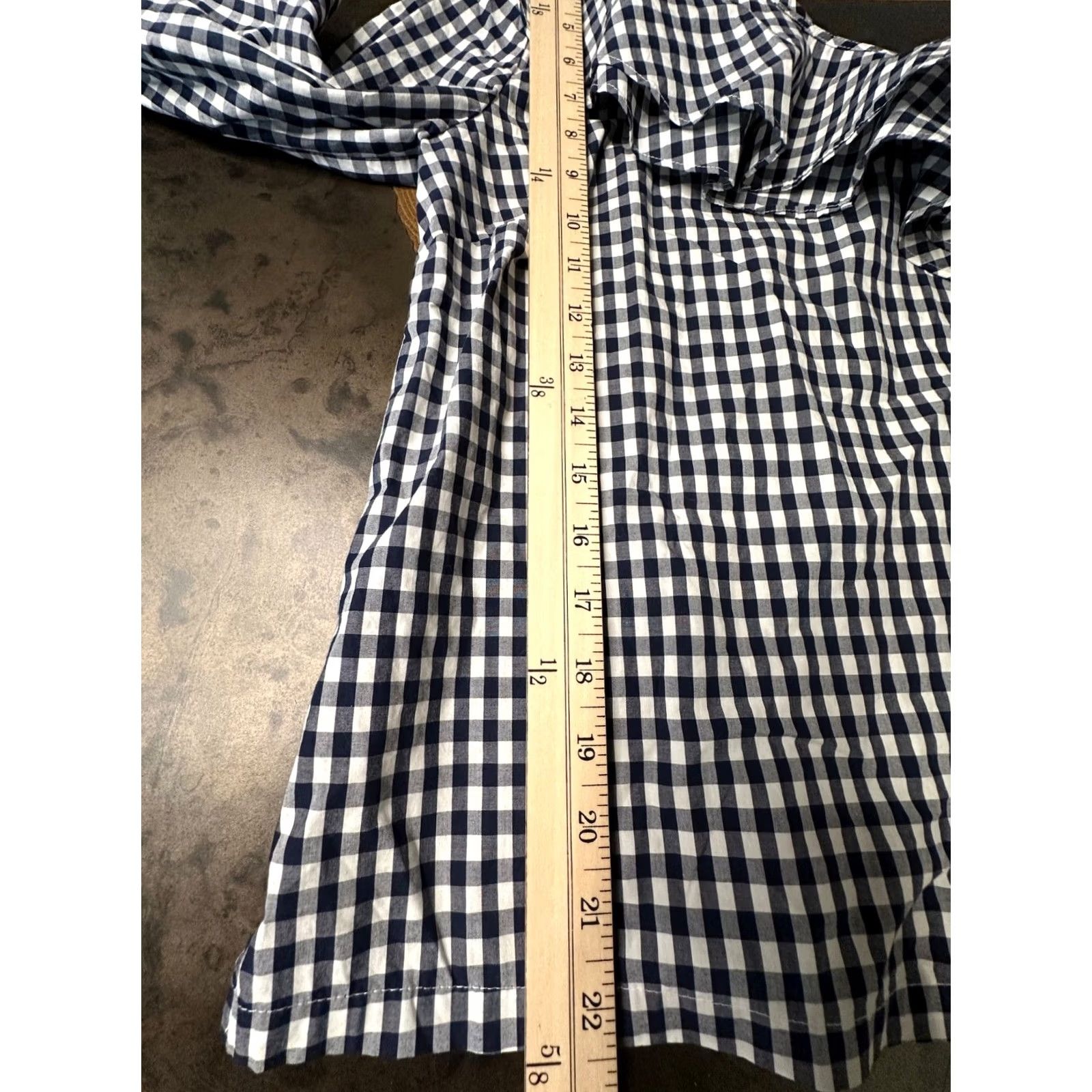 J.Crew J.CREW Blouse Womens 4 Blue Gingham One Shoulder Ruffle LS Size S / US 4 / IT 40 - 7 Thumbnail