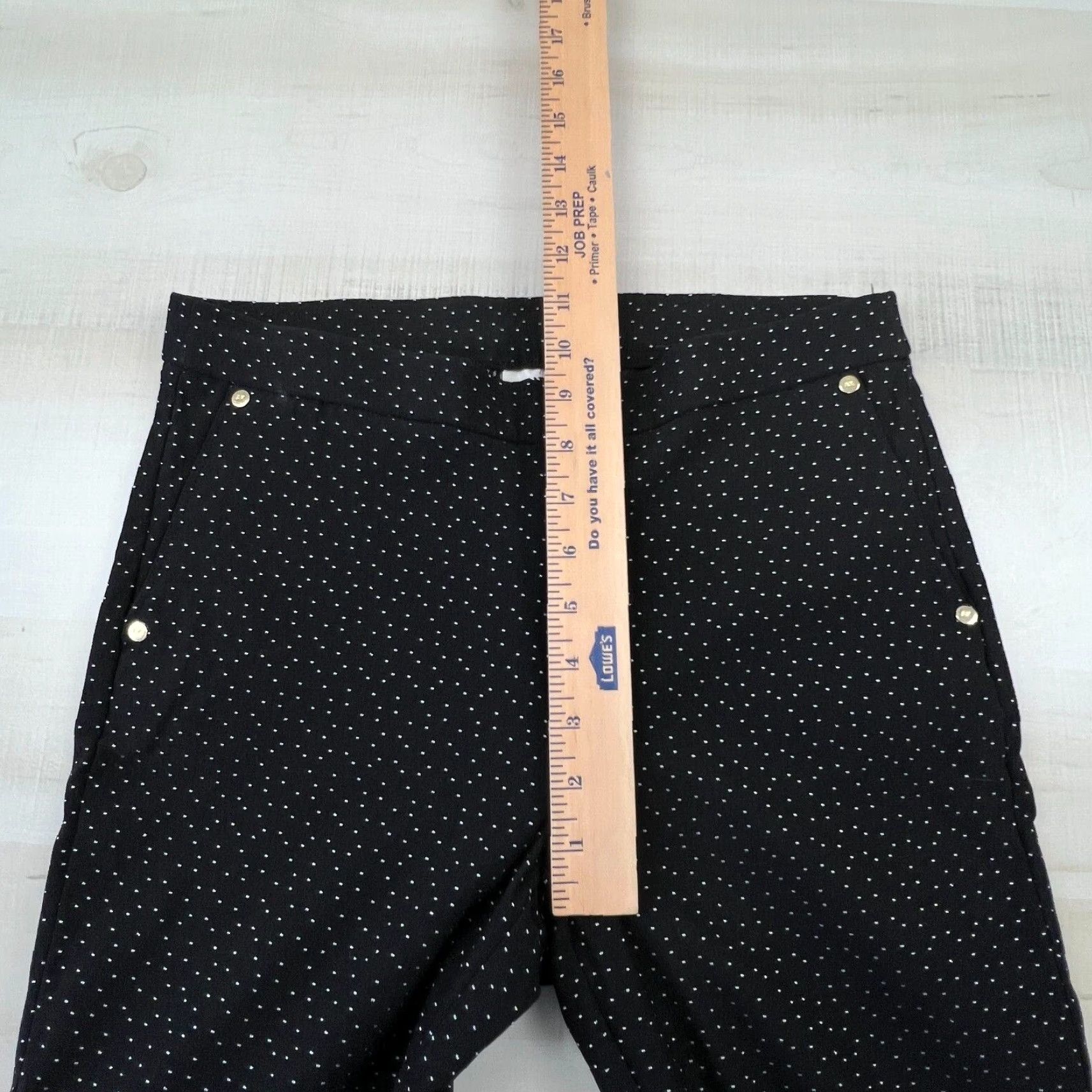 Anne Klein Anne Klein Womens Black Polka Dot Cropped Pants Size 4 Stretch Mid Rise Straight Leg Size 27" / US 4 / IT 40 - 6 Thumbnail