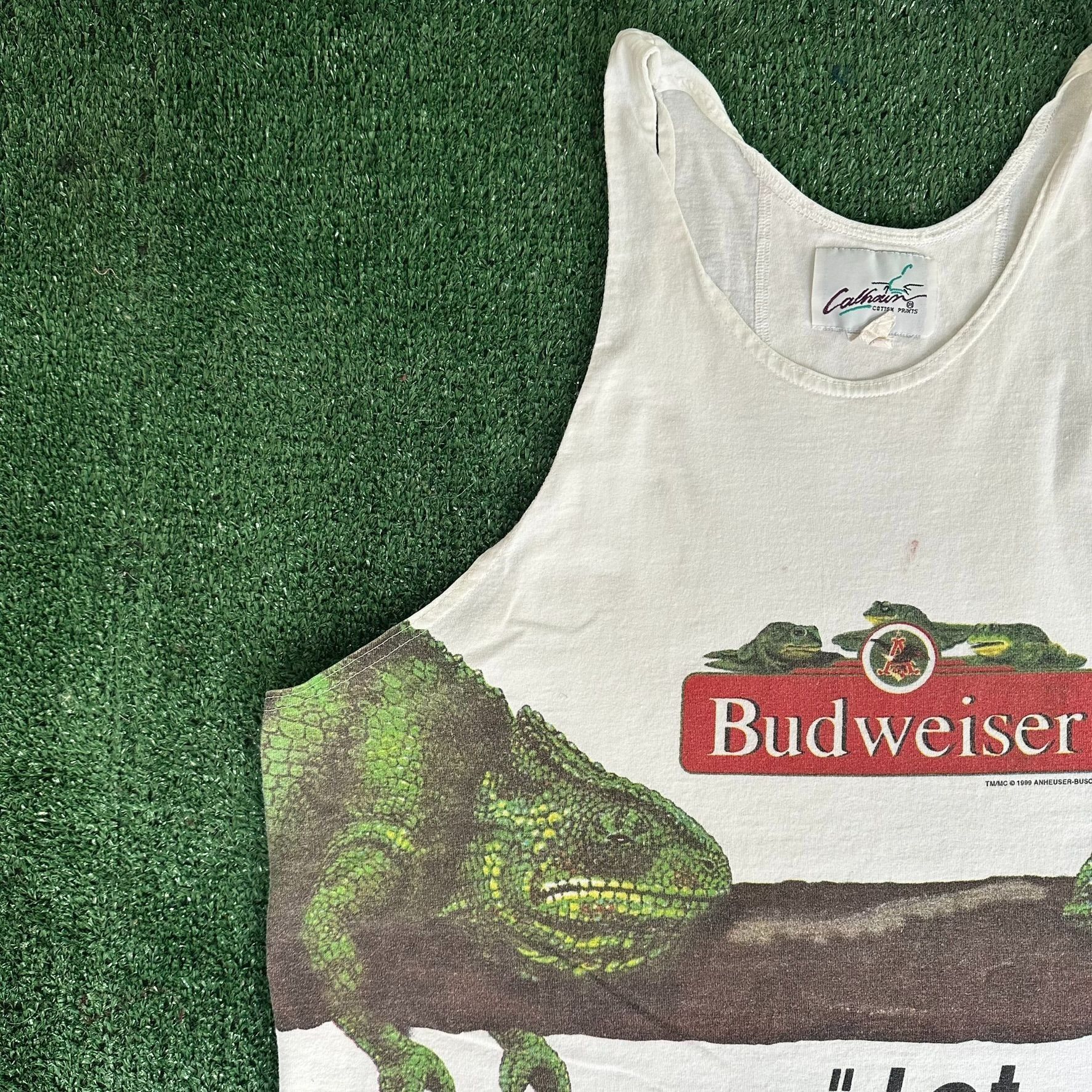 Budweiser Vintage 90s Budweiser Tank Top Funny Lizard Frog Beer Tee Size US XL / EU 56 / 4 - 3 Thumbnail