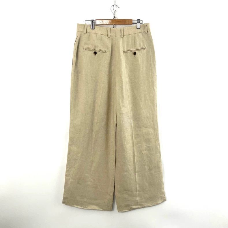 Loro Piana LORO PIANA Ladies Khaki Linen Straight Leg Trousers Size 28" / US 6 / IT 42 - 2 Thumbnail