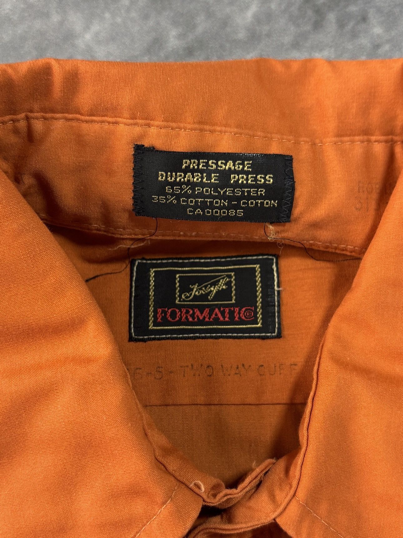 Vintage 1970s Vintage Shirt Dog Collar Disco Orange Forsyth Perma Pr Size US S / EU 44-46 / 1 - 5 Thumbnail
