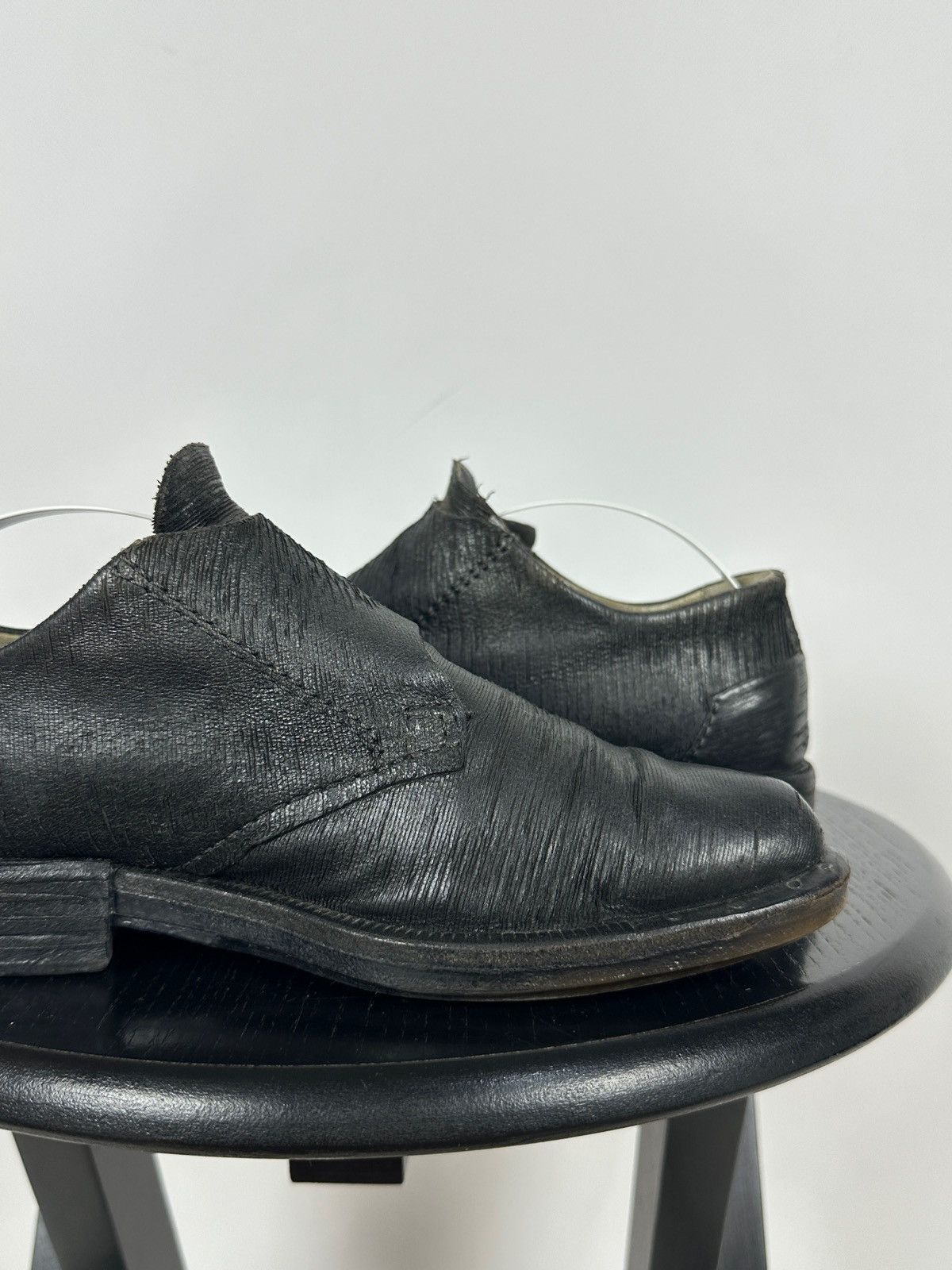 A.S.98 A.S.98 Black Distressed Leather Monk Strap Shoes Size US 6 / IT 36 - 17 Thumbnail