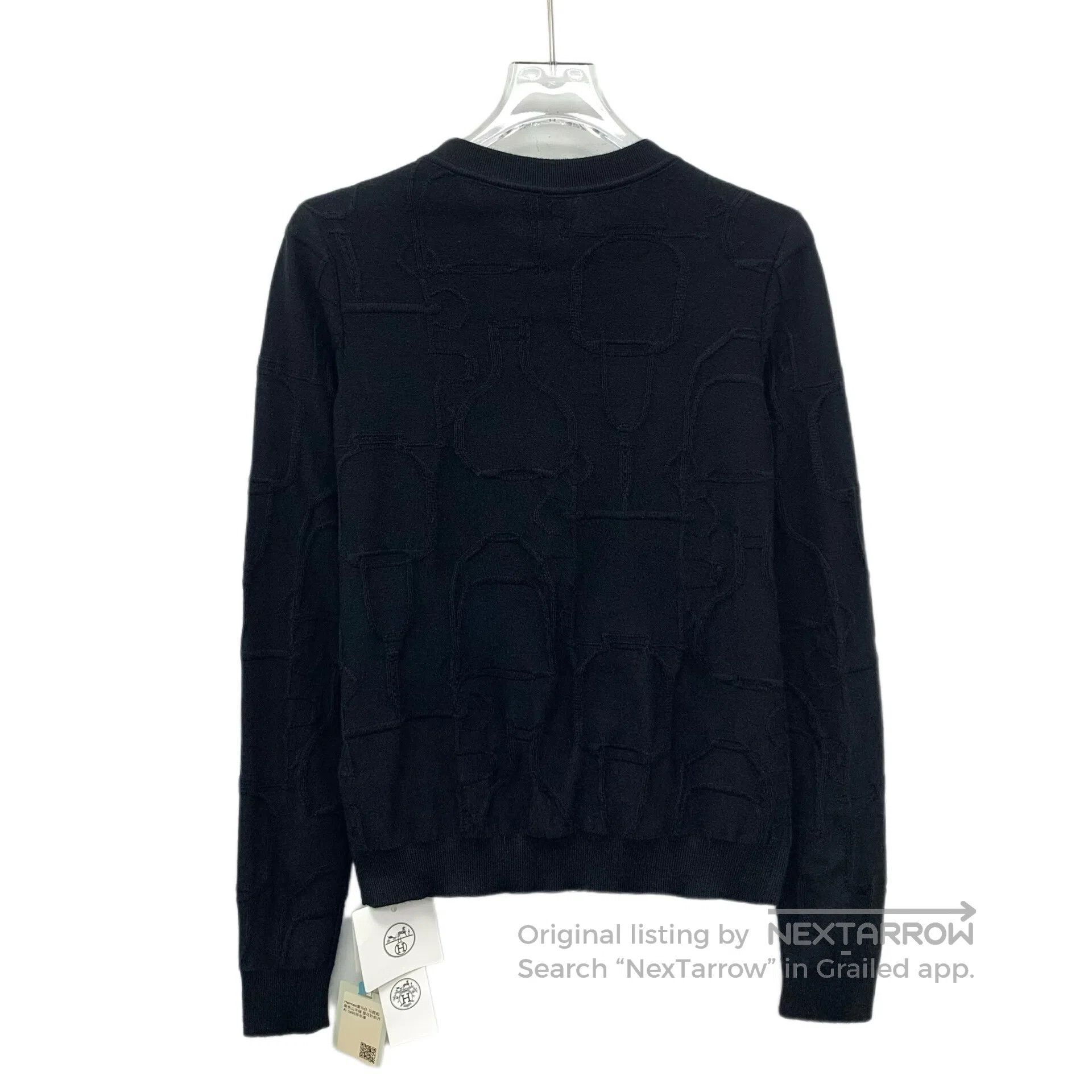 Hermes Hermes Black jacquard cashmere round-neck single-breasted Size XXS / US 00 / IT 34 - 2 Thumbnail