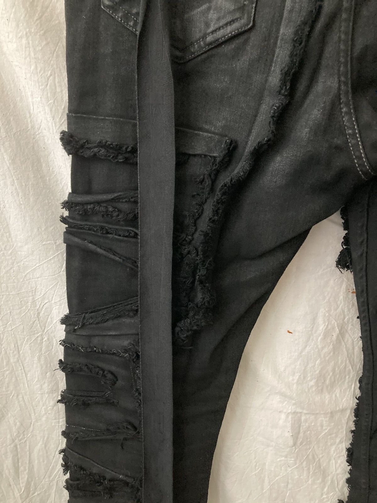 Rick Owens Drkshdw Rick Owens Black Foil Slash Stretch Denim Size US 29 - 11 Thumbnail