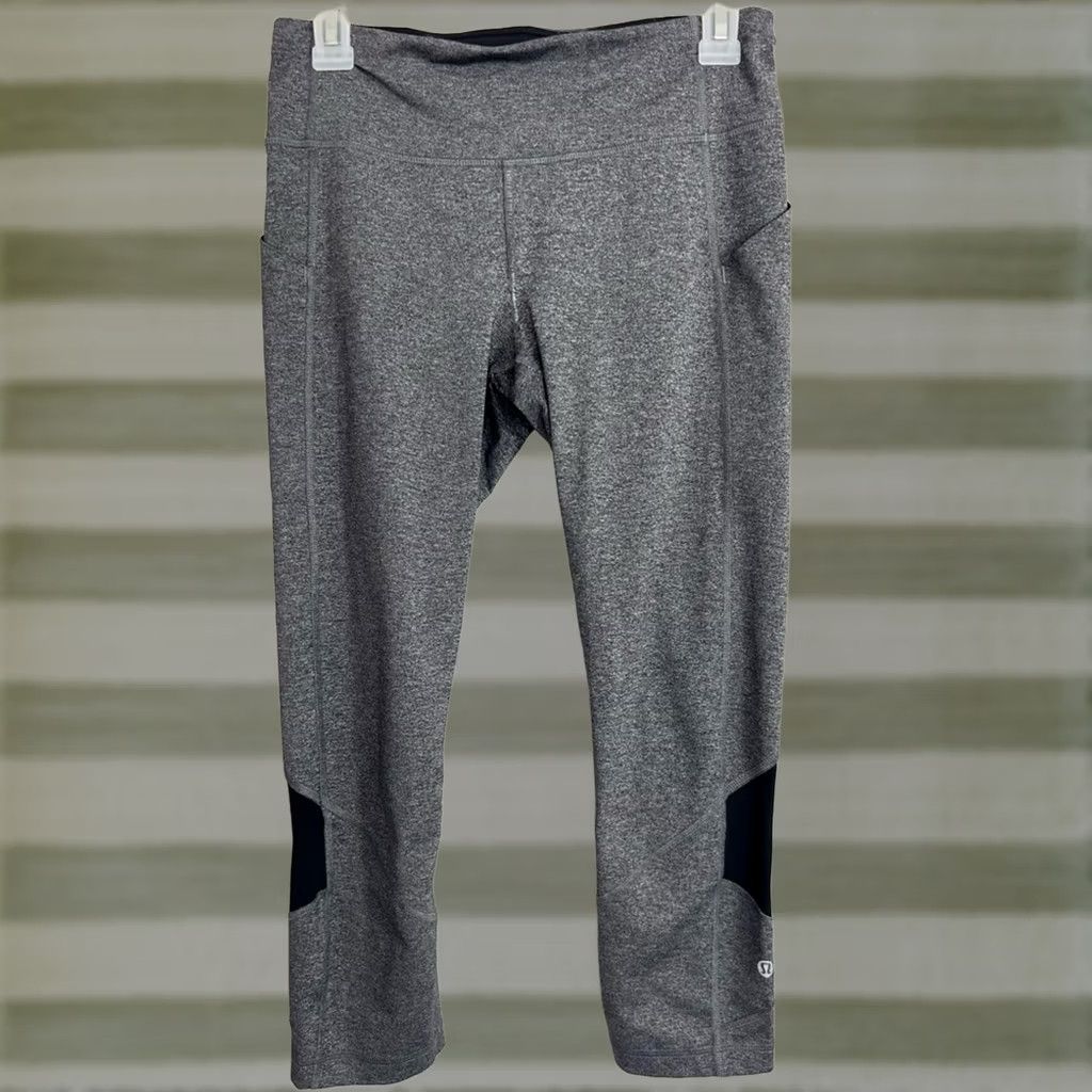 Lululemon Lululemon Pace Rival Crop 22" Leggings Women's 6 Heathered Gray Capri Activewear Nike? Size 28" / US 6 / IT 42 - 1 Thumbnail