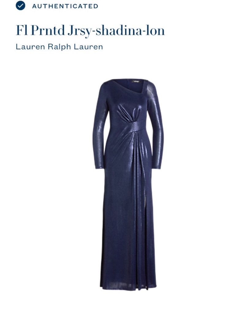 Lauren Ralph Lauren BNWT Ralph Lauren black label blue metallic gown size 12 Size XL / US 12-14 / IT 48-50 - 3 Thumbnail
