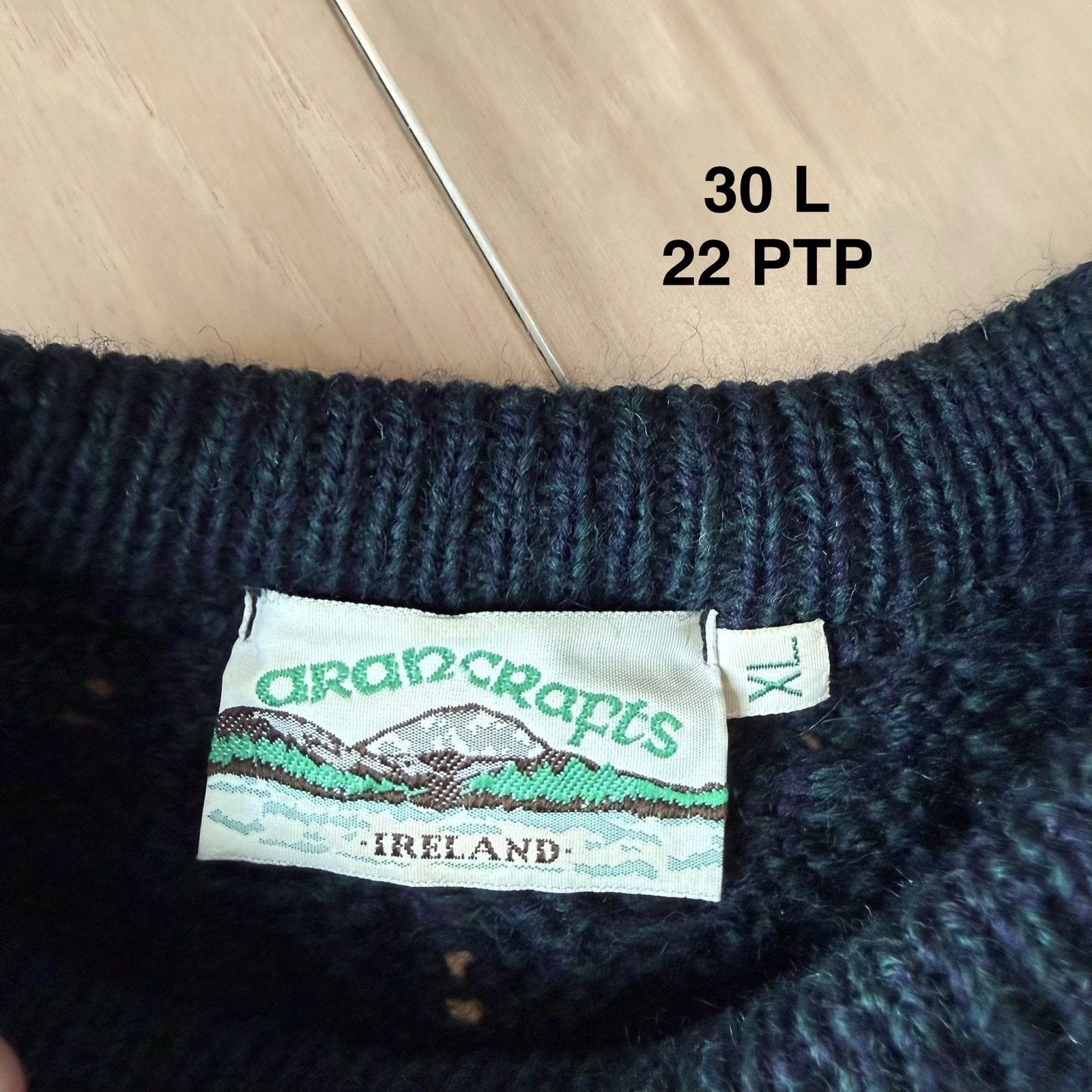 Aran Crafts × Vintage Aran Crafts Cable Knit Sweater Green Wool Ireland Fisherman Size US XL / EU 56 / 4 - 7 Thumbnail