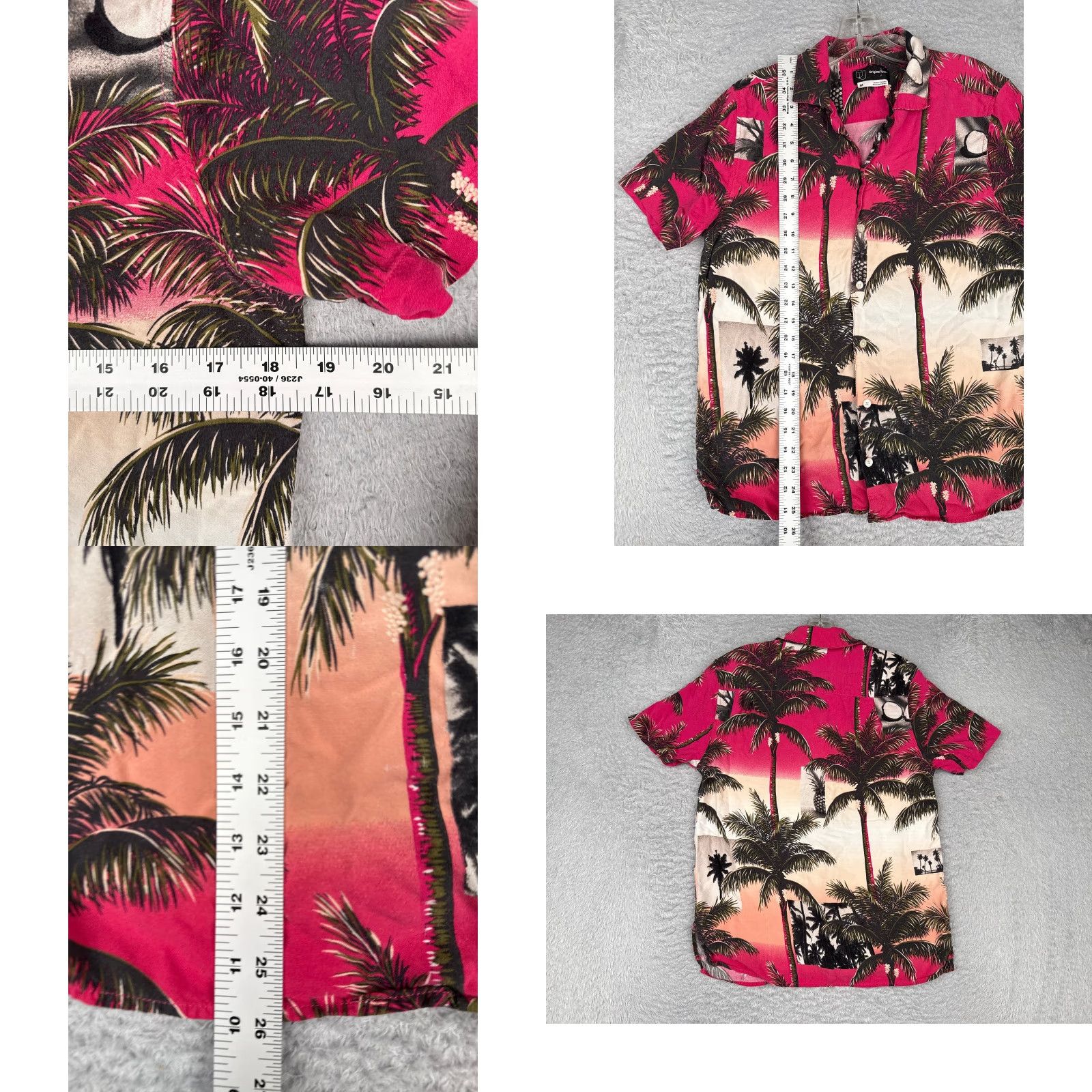 Vintage Original Use Shirt Men Medium Pink Floral Coconut Palm Tree Hawaiian 100% Rayon Size US M / EU 48-50 / 2 - 8 Thumbnail