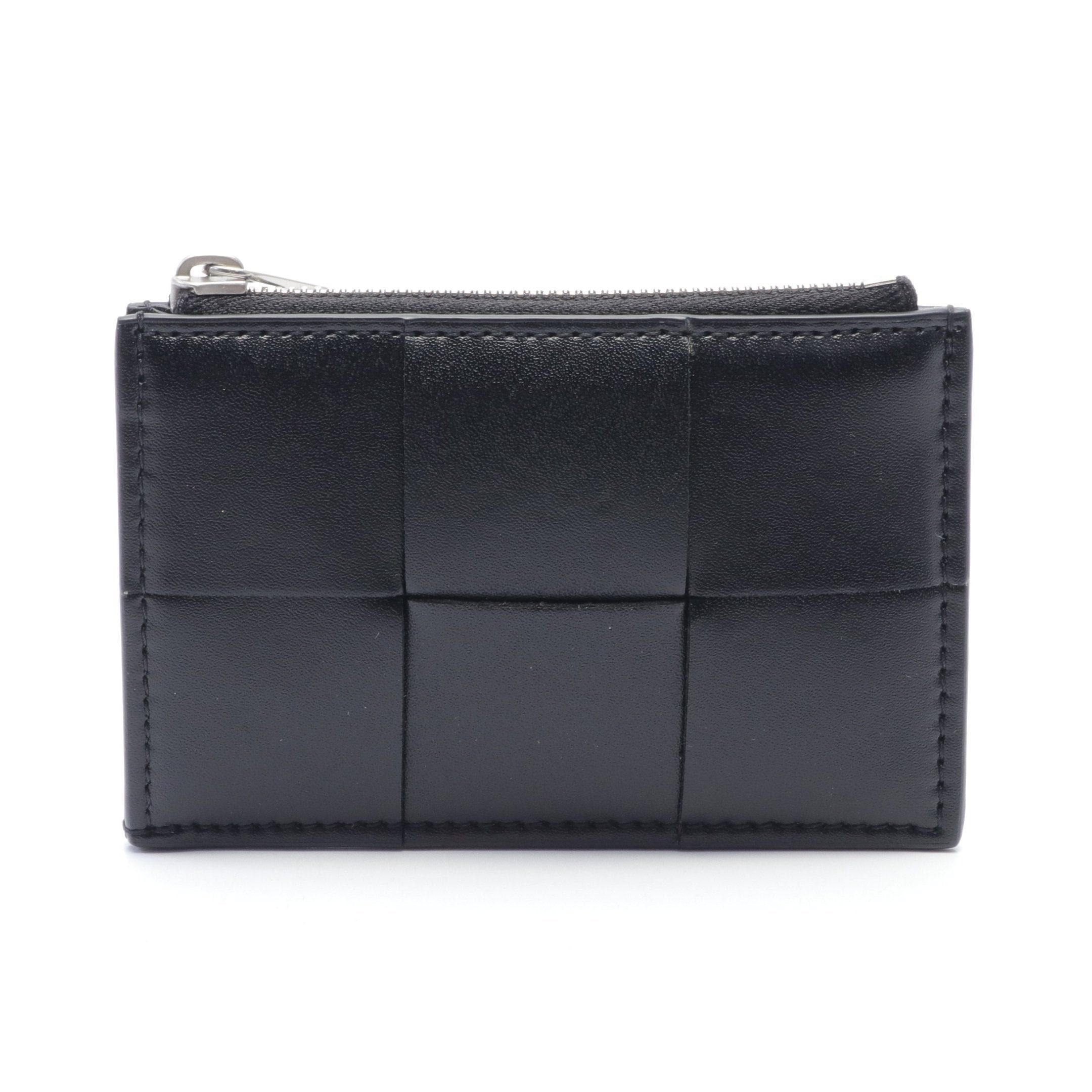 Bottega Veneta Cassette Coin Purse Leather Black With Key Ring
