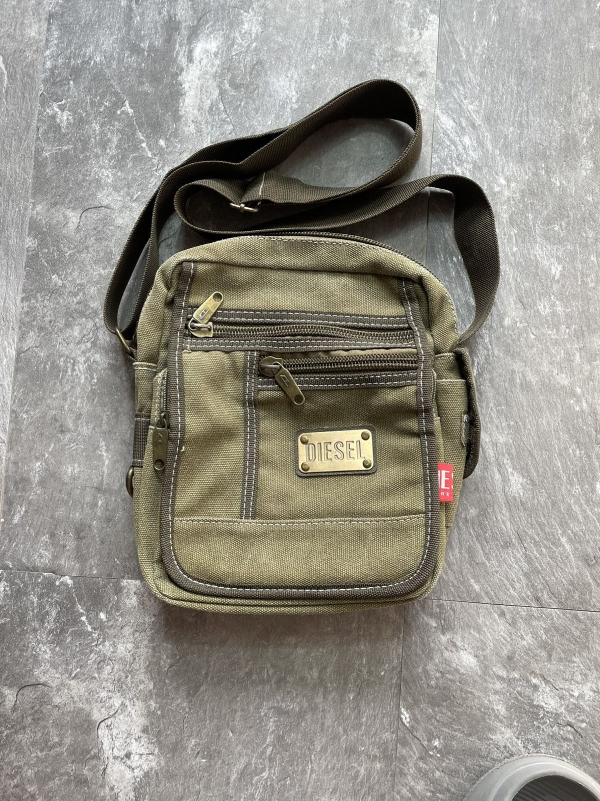 Diesel Vintage Messenger Sling Bag Shoulder Multi Pocket in Brown, Men's