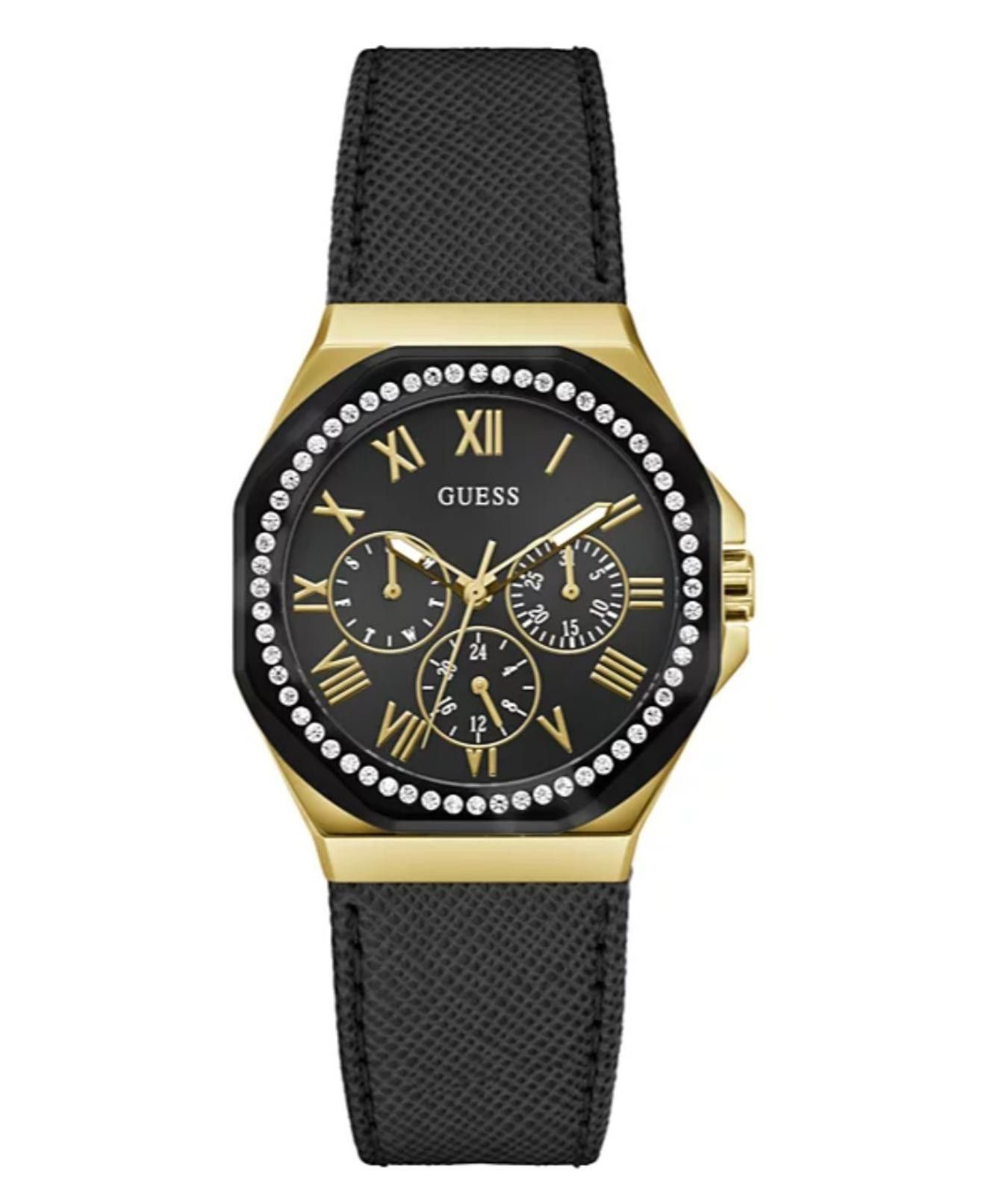 Guess GUESS Women's Multi-Function Black Leather Watch 36mm Size ONE SIZE - 1 Thumbnail