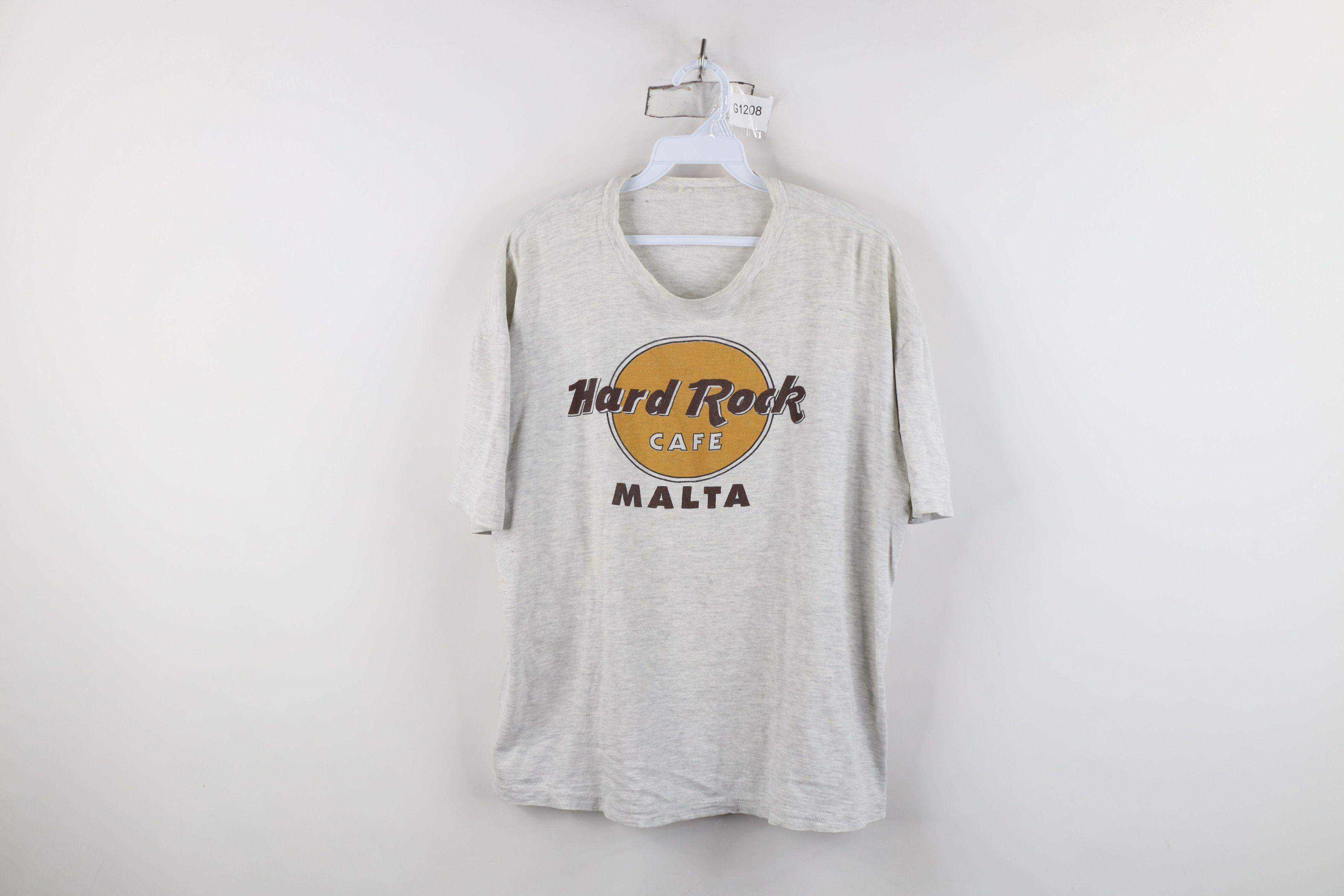 Hard Rock Cafe Vintage 90s Hard Rock Cafe Malta T-Shirt Heather Gray Size L / US 10 / IT 46 - 1 Thumbnail