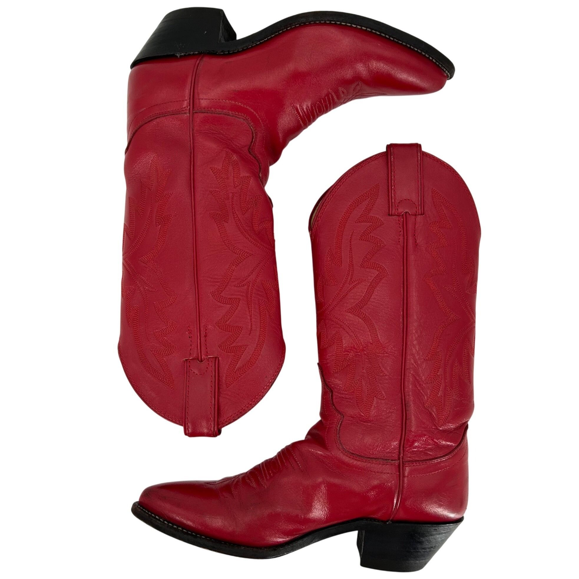 Justin Boots Justin Cowgirl Boots Womens 5.5B Red Leather Cowboy Western Size US 5.5 / EU 38 - 8 Thumbnail
