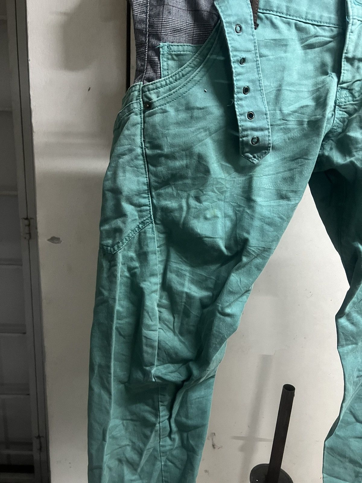 Hysteric Glamour × Japanese Brand SICK🔥DOUBLE WAIST BREATHMINT GREEN FADED COTTON PANT Size US 32 / EU 48 - 4 Thumbnail