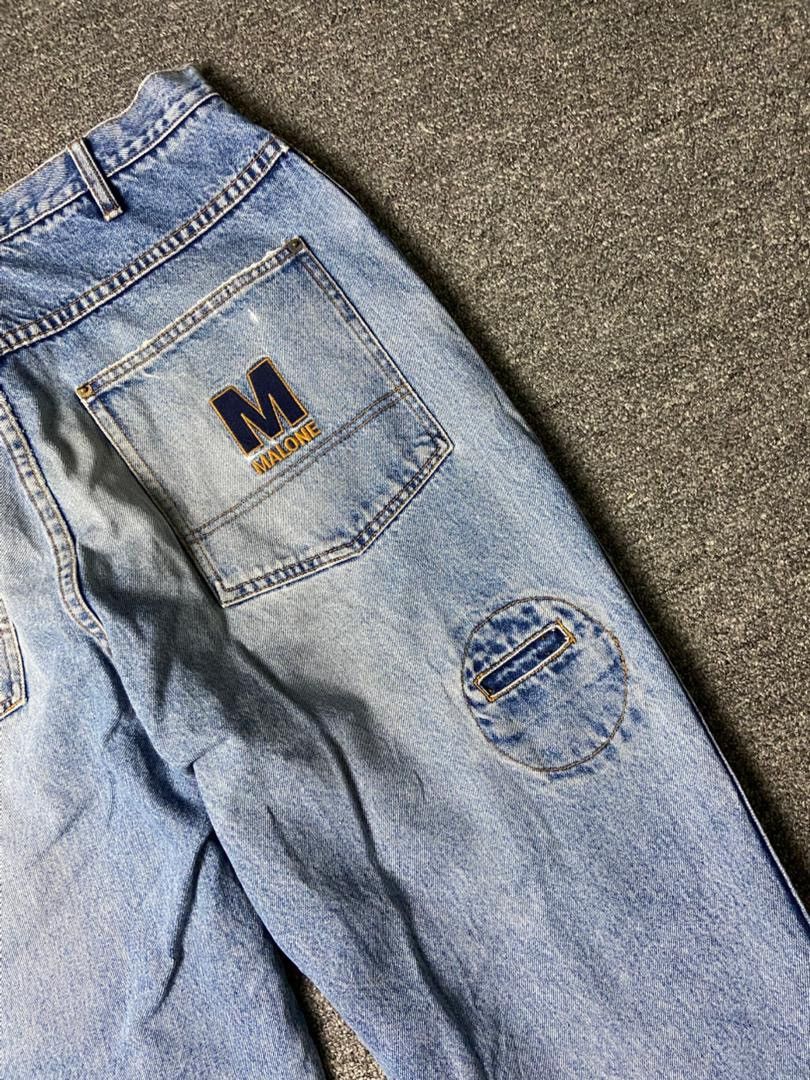 Japanese Brand 🔥 MMD MAURICE MALONE Baggy Ripped Jeans 🔥 (136) Size US 32 / EU 48 - 3 Thumbnail