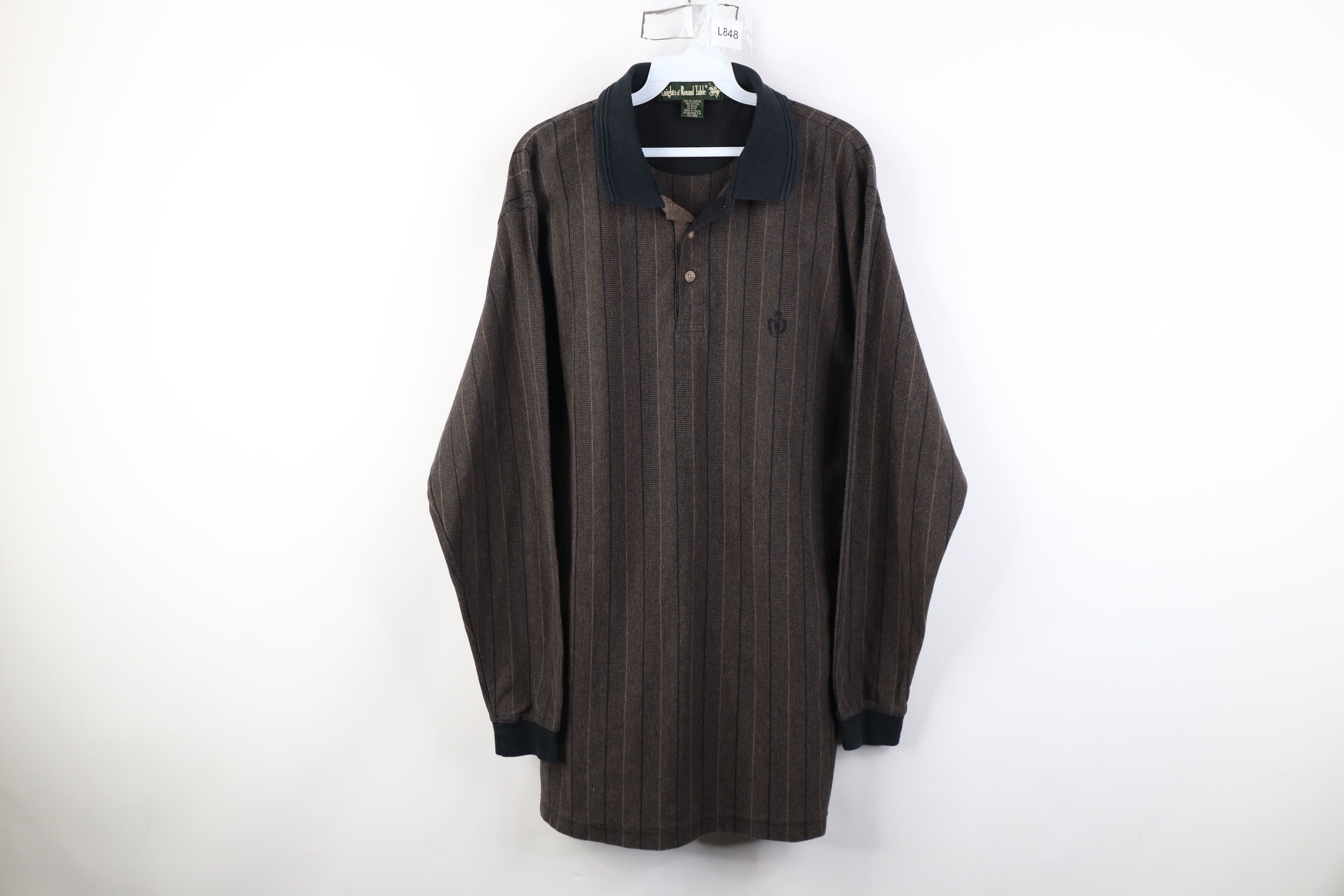 Vintage Vintage 90s Streetwear Long Sleeve Rugby Polo Earth Tone Size US L / EU 52-54 / 3 - 1 Thumbnail
