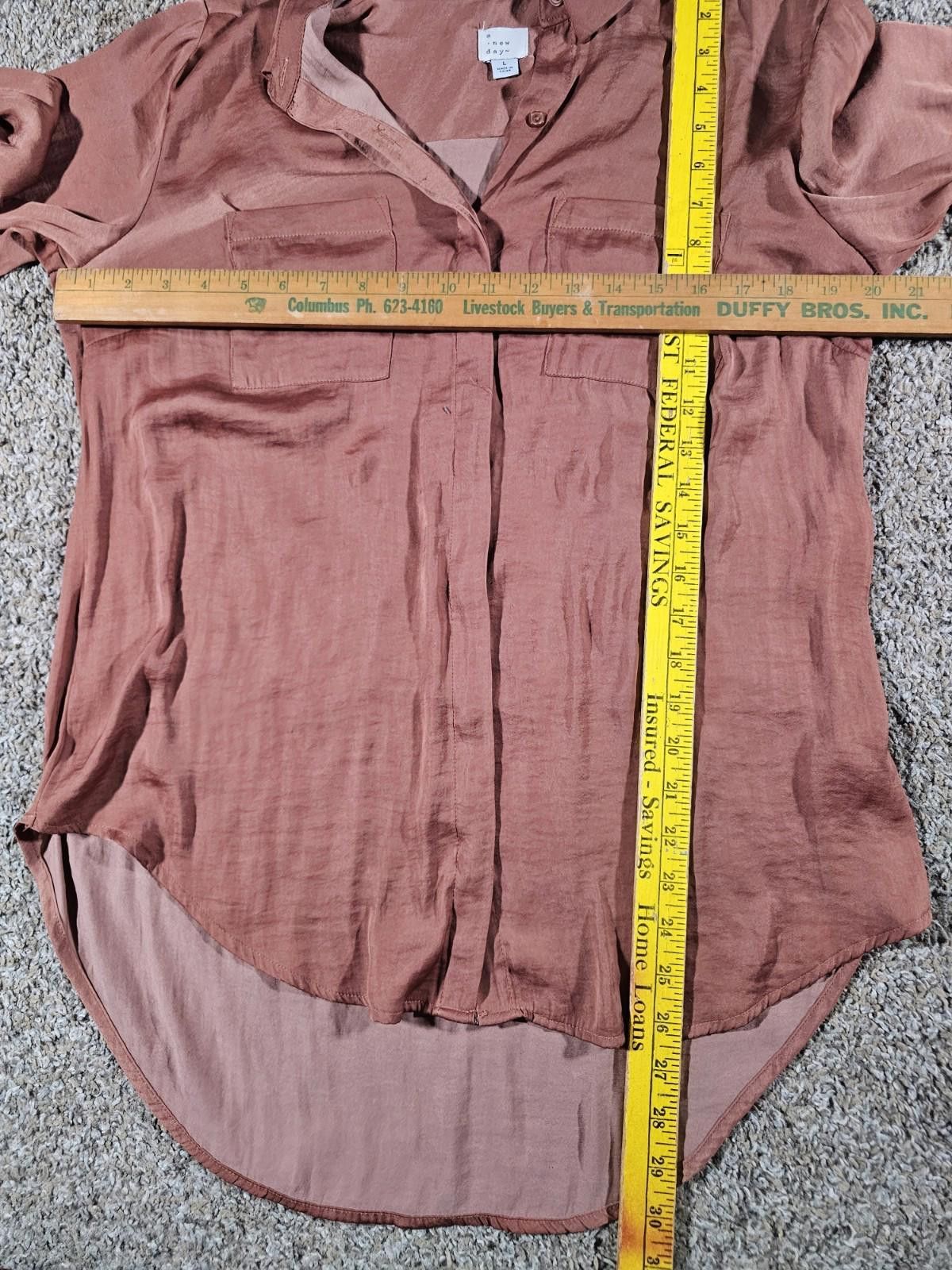 Other A New Day Long Sleeve L Womens Button Up Shirt Orange Brown Size L / US 10 / IT 46 - 4 Thumbnail