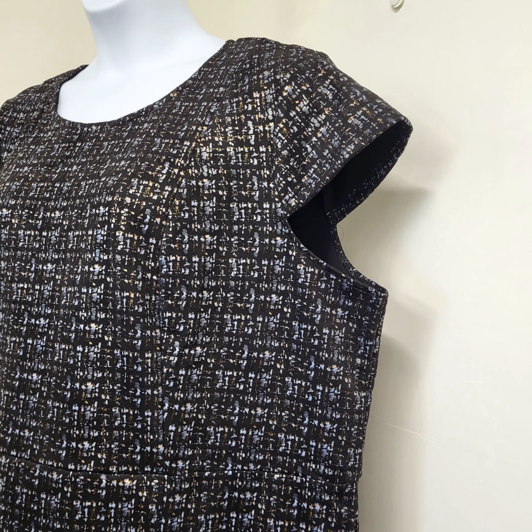 Vintage Nina Leonard Dress Women's 3X Black Cap Sleeve Sheath Roundneck Size XXL / US 16-18 / IT 52-54 - 4 Thumbnail