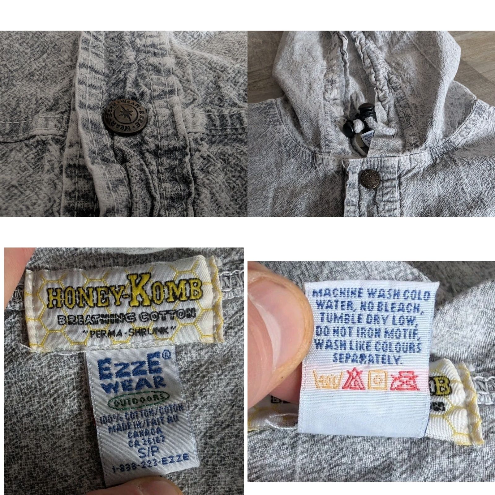 Vintage Vintage Ezze Wear Honey-Komb Hooded Jacket Small Adult Cotton Shrunk Perma Shrunk Size S / US 4 / IT 40 - 8 Thumbnail