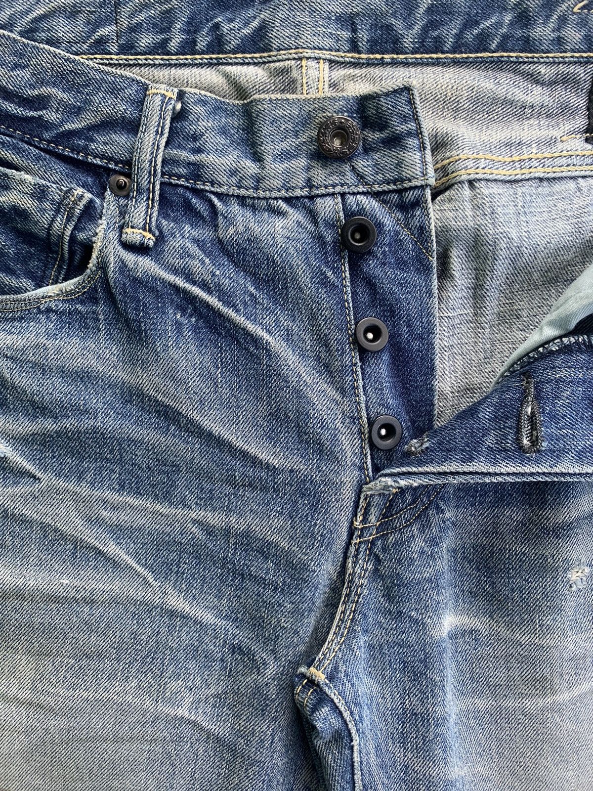 If Six Was Nine × KURO × Le Grande Bleu (L.G.B.) Vintage Kuro Selvedge Mud Wash Distress Jeans Size US 29 - 8 Thumbnail