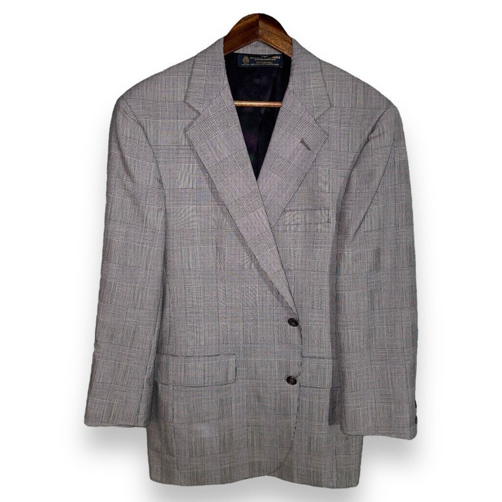 60s Brooks Brothers Black & Gray Prince of Whales Check Spor