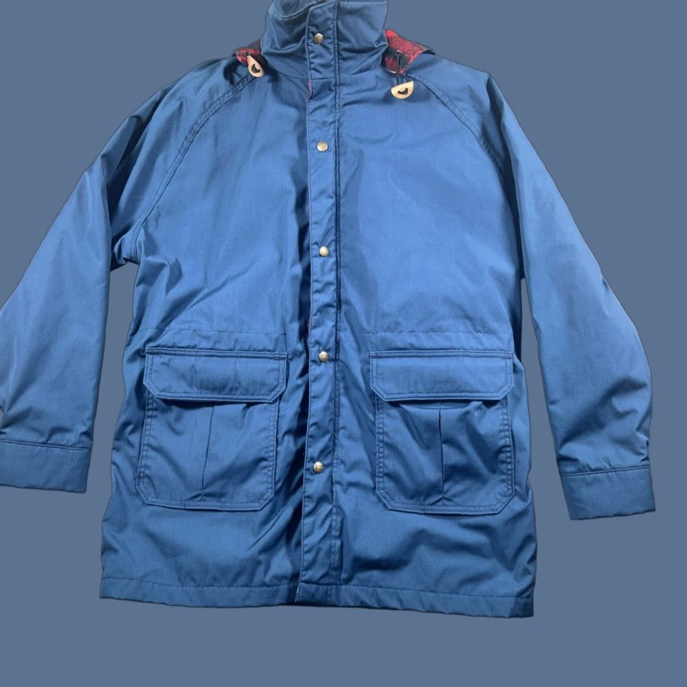 VINTAGE Woolrich Parka Jacket Mens L Blue Wool Lined 80s USA Made Woolrich Parka Woolrich Chore Jacket