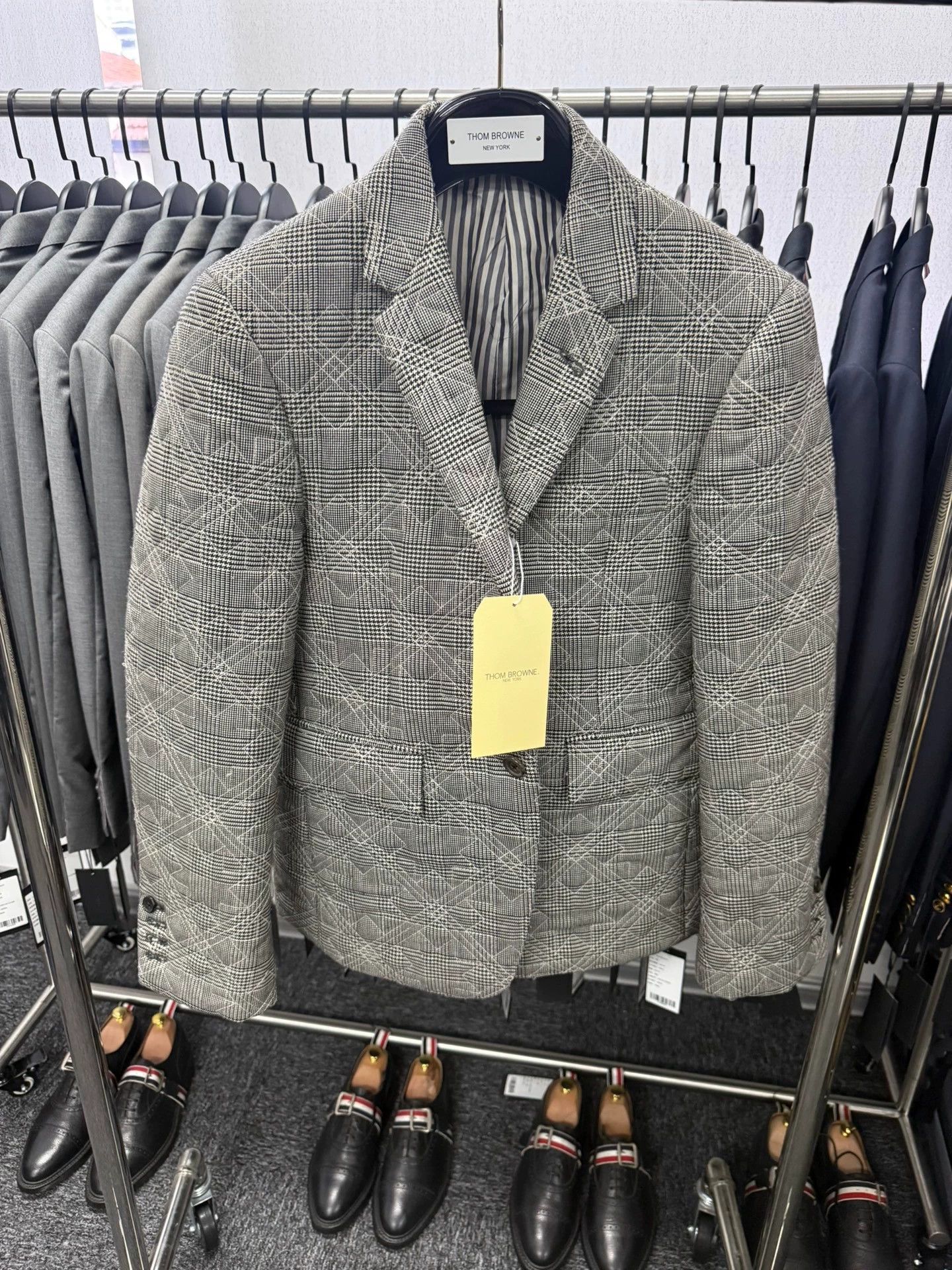 Thom Browne Thom Browne Prince Check Embossed Jacket Mid Grey 0 Size XS / US 0-2 / IT 36-38 - 1 Thumbnail
