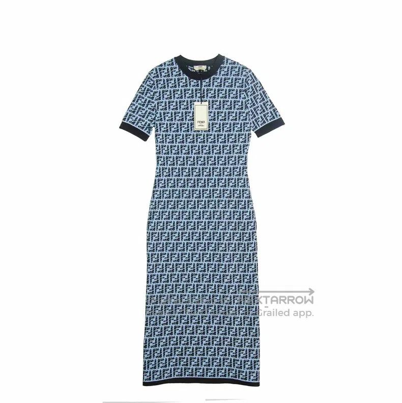 Fendi Fendi Printed Knit Dress in Blue Size XS / US 0-2 / IT 36-38 - 1 Thumbnail