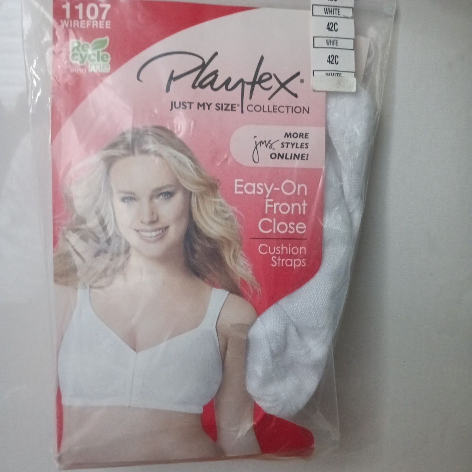Other Playtex 18 hour Bra 42C White Front Close WireFree Cushion Size ONE SIZE - 1 Thumbnail