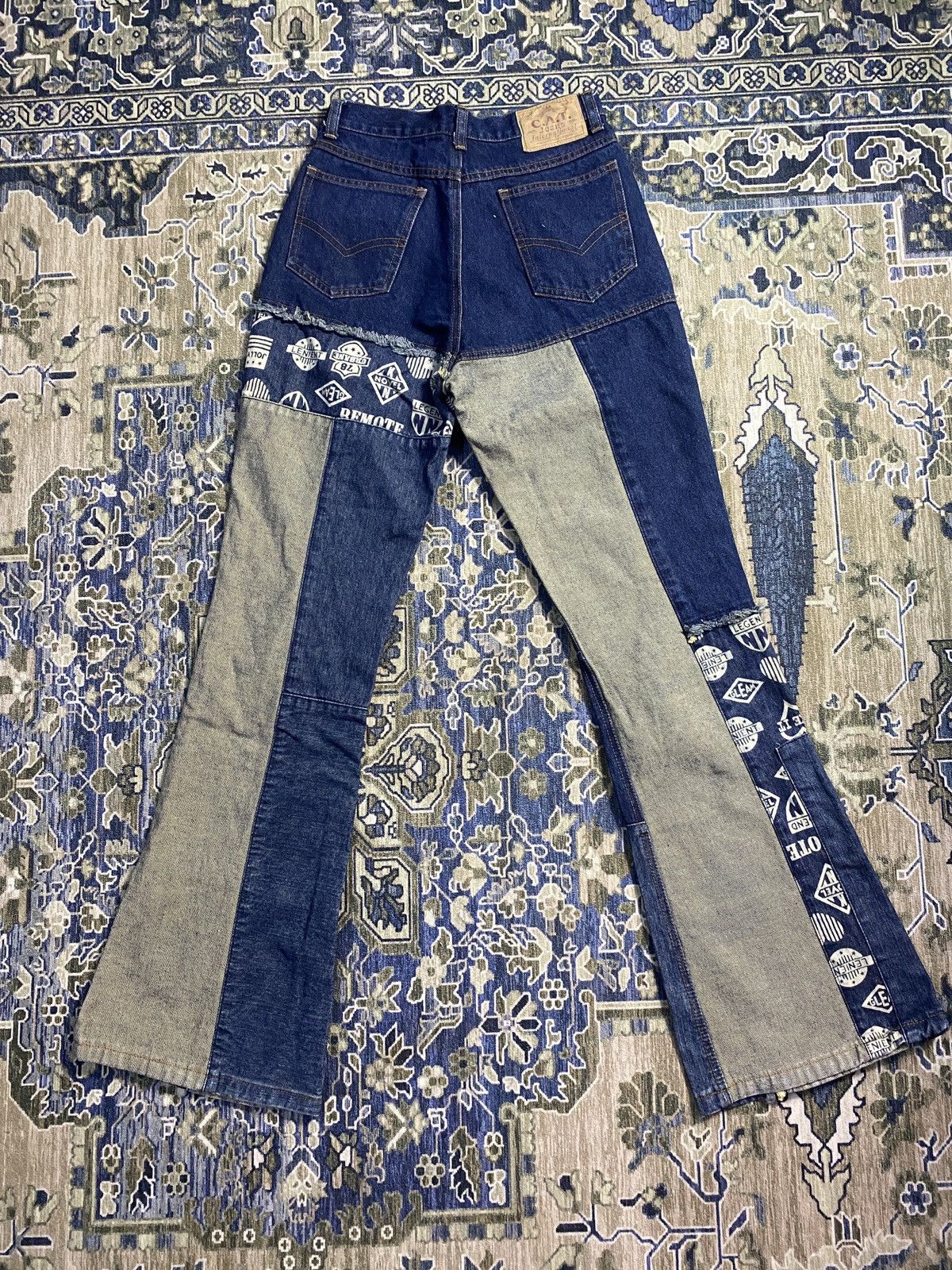 Japanese Brand C.A.T. Hagi Patchwork Flare Jeans Not Hysteric Glamour Size 25" / US 0 / IT 36 - 2 Thumbnail