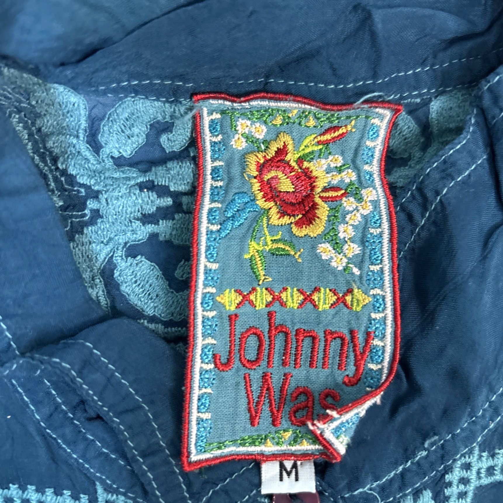 Johnny Was VINTAGE Johnny Was Chepas Button Up Shirt Women’s Medium Blue Green M Women Blue Button-Up Shirt Size M / US 6-8 / IT 42-44 - 2 Thumbnail