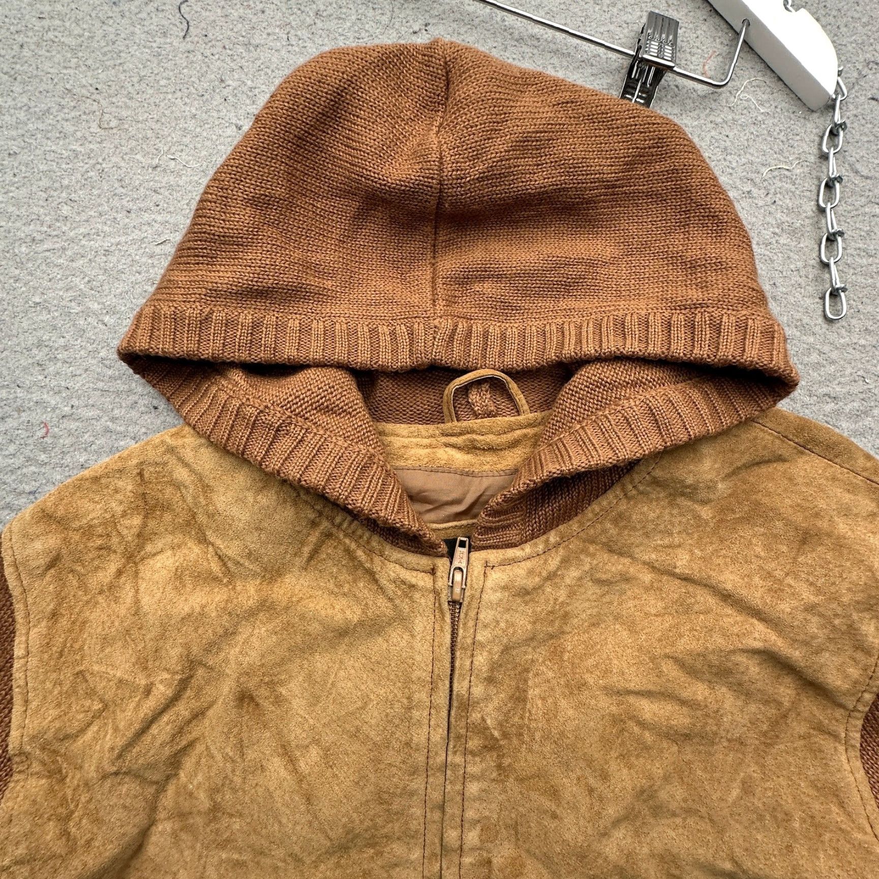 Vintage VINTAGE Maxima Wilsons Suede Leather Sweater Jacket Womens Large Brown Pink Hooded Full Zip Bomber Jacket Sizing L Size L / US 10 / IT 46 - 7 Thumbnail