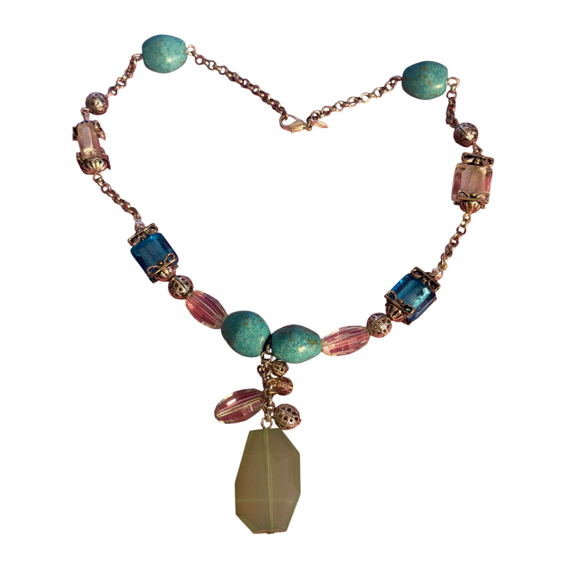 Other Vintage Avon Silver Tone Beaded Necklace Blue Green Pendant Size ONE SIZE - 4 Thumbnail