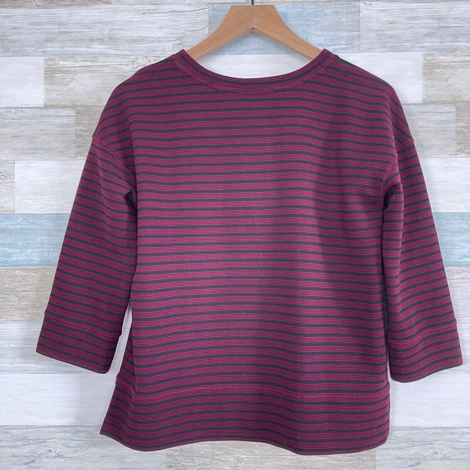 Lou & Grey Lou & Grey Ottoman Striped Popover Top Black Red Womens XS Size XS / US 0-2 / IT 36-38 - 3 Thumbnail