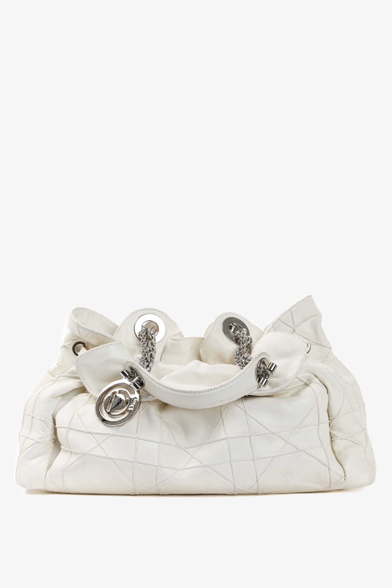 Dior Christian Dior Le Trente White Cannage Leather Ruffle Tote Size ONE SIZE - 1 Thumbnail
