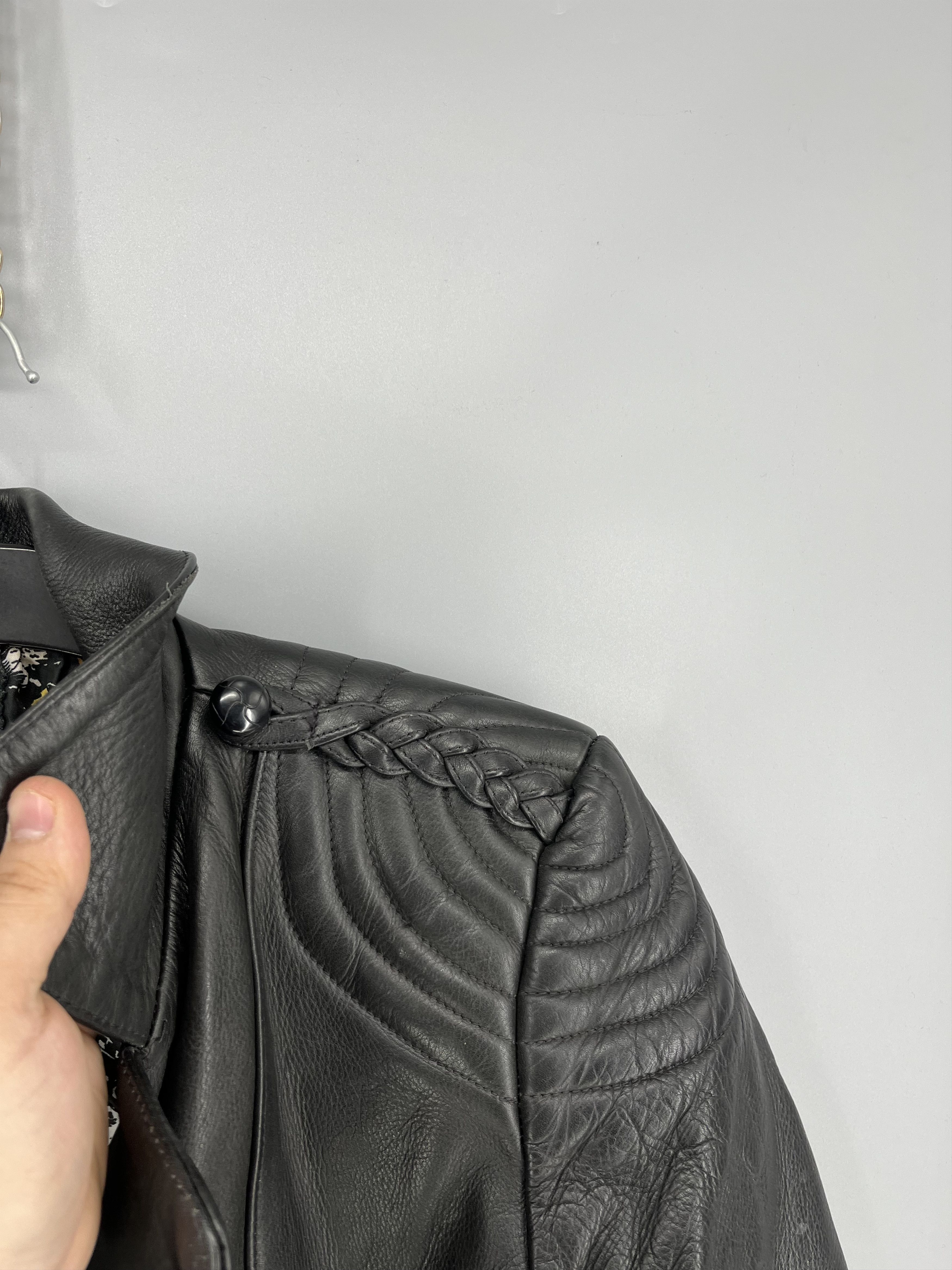 Leather Vintage Women’s Black Leather Biker Jacket Belted Moto Size XL / US 12-14 / IT 48-50 - 6 Thumbnail