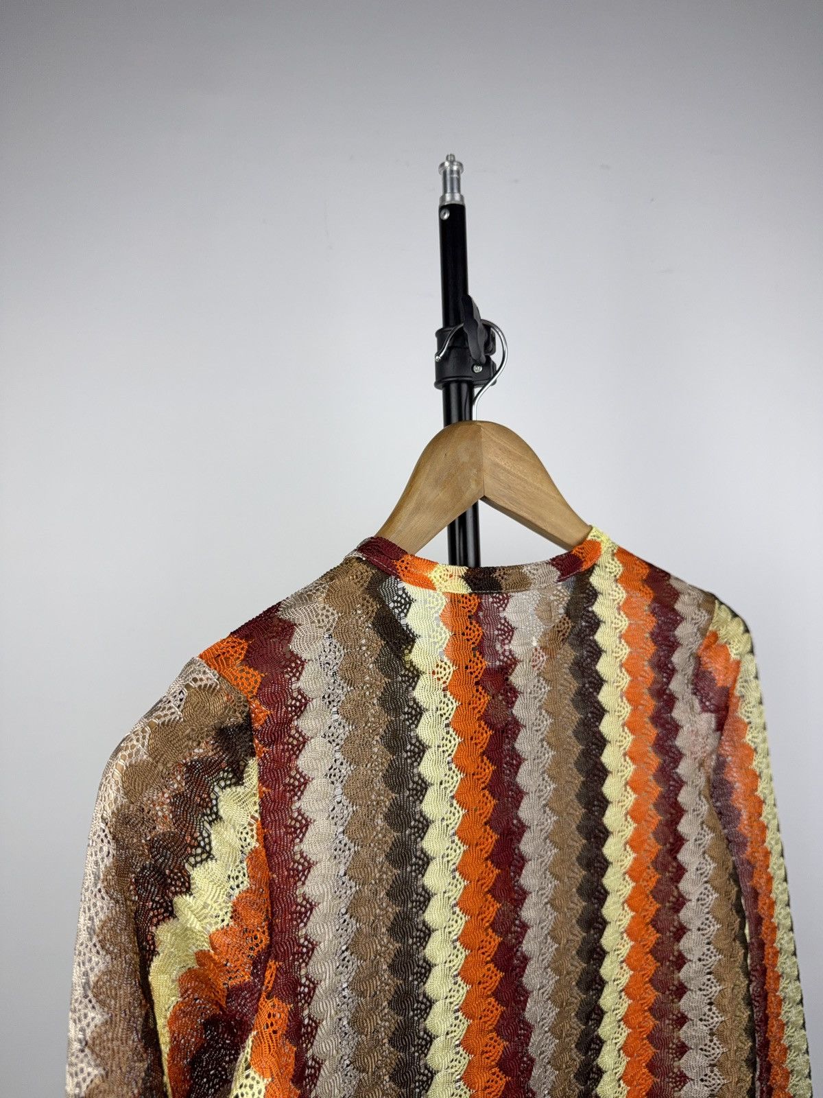 Japanese Brand Retro Avant-Garde Mesh Knit Zigzag Top 70s Missoni Style Size XS / US 0-2 / IT 36-38 - 6 Thumbnail