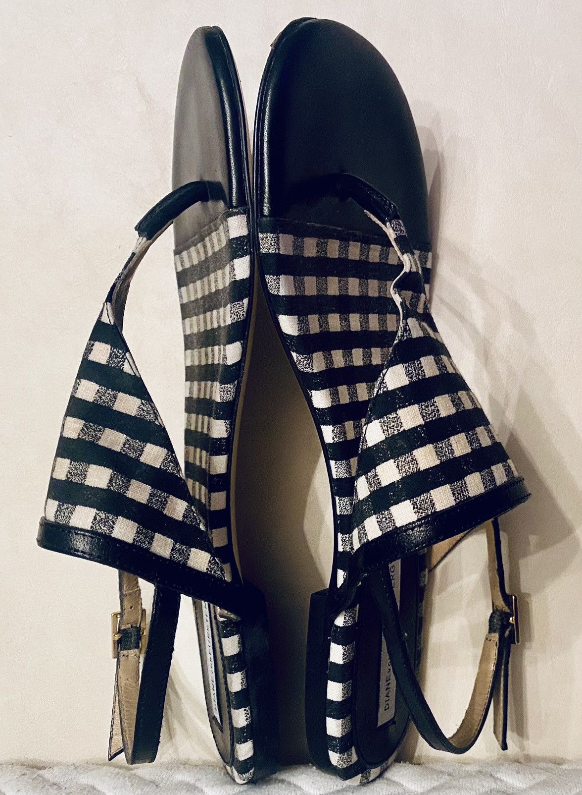 Diane von Furstenberg DvF 🇮🇹 Italian Summer Gingham Check Thong Sandals 7.5 B Size US 7.5 / IT 37.5 - 10 Thumbnail