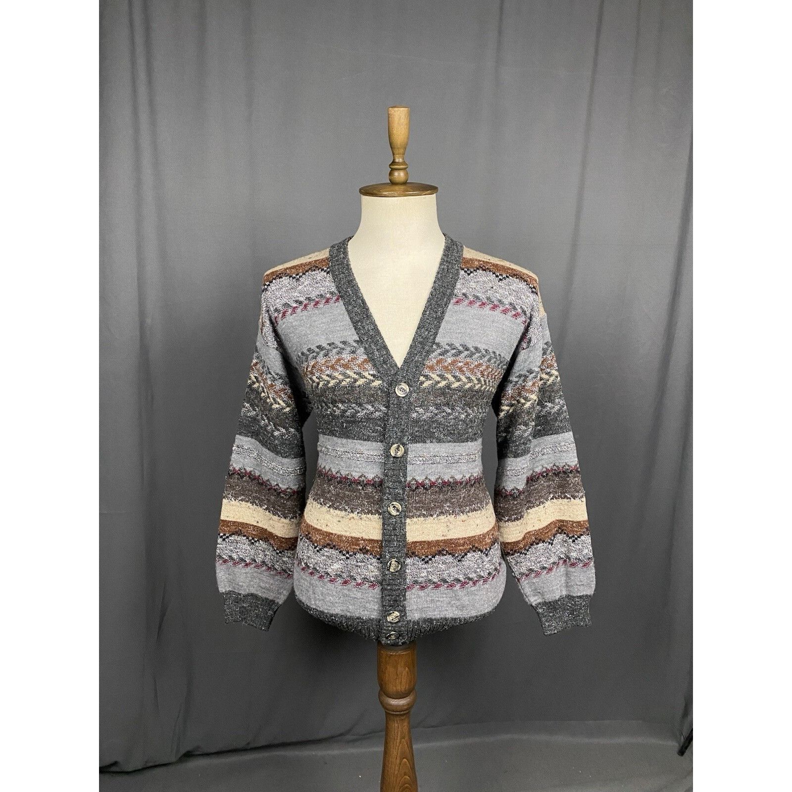 Missoni Missoni Men's Gray Multicolor Wool Striped Cardigan Sweater Size US L / EU 52-54 / 3 - 1 Thumbnail