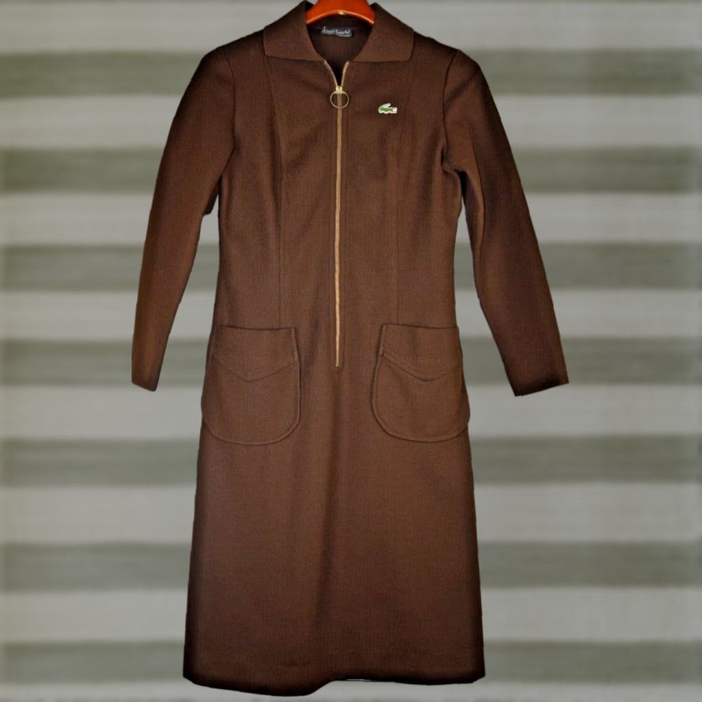 Lacoste Dress VTG 70s David Crystal Size S/M Espresso Brown Sheen Green  Croc Dress Womens - www.rajagirimanappuram.com