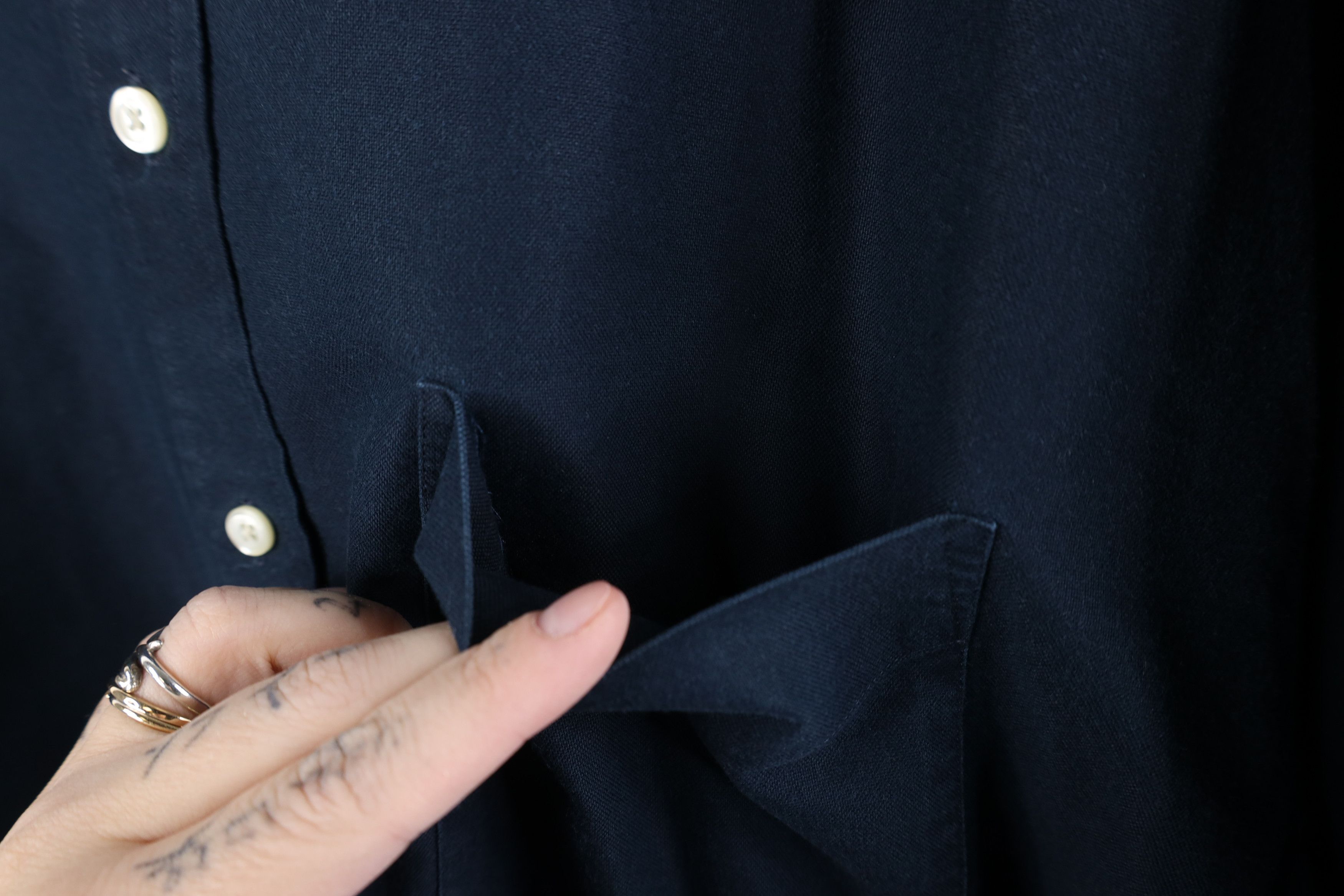 Vintage Vintage 90s Streetwear Collared Button Down Shirt Navy Blue Size US XXL / EU 58 / 5 - 4 Thumbnail