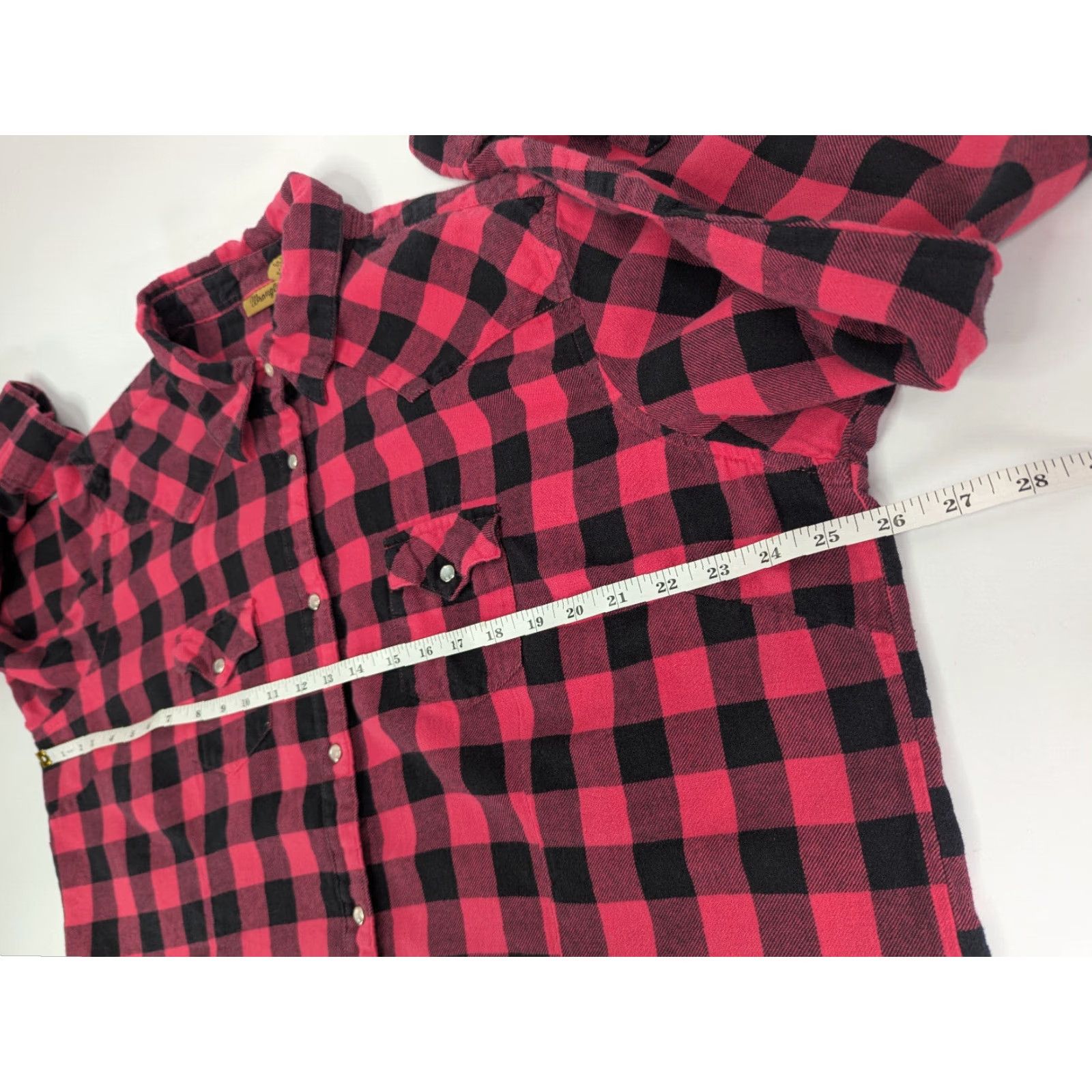 Wrangler VINTAGE Wrangler Wrancher Womens Western 3XL Flannel Red Plaid Pearl Snap Button Shirt Size XXL / US 16-18 / IT 52-54 - 6 Thumbnail