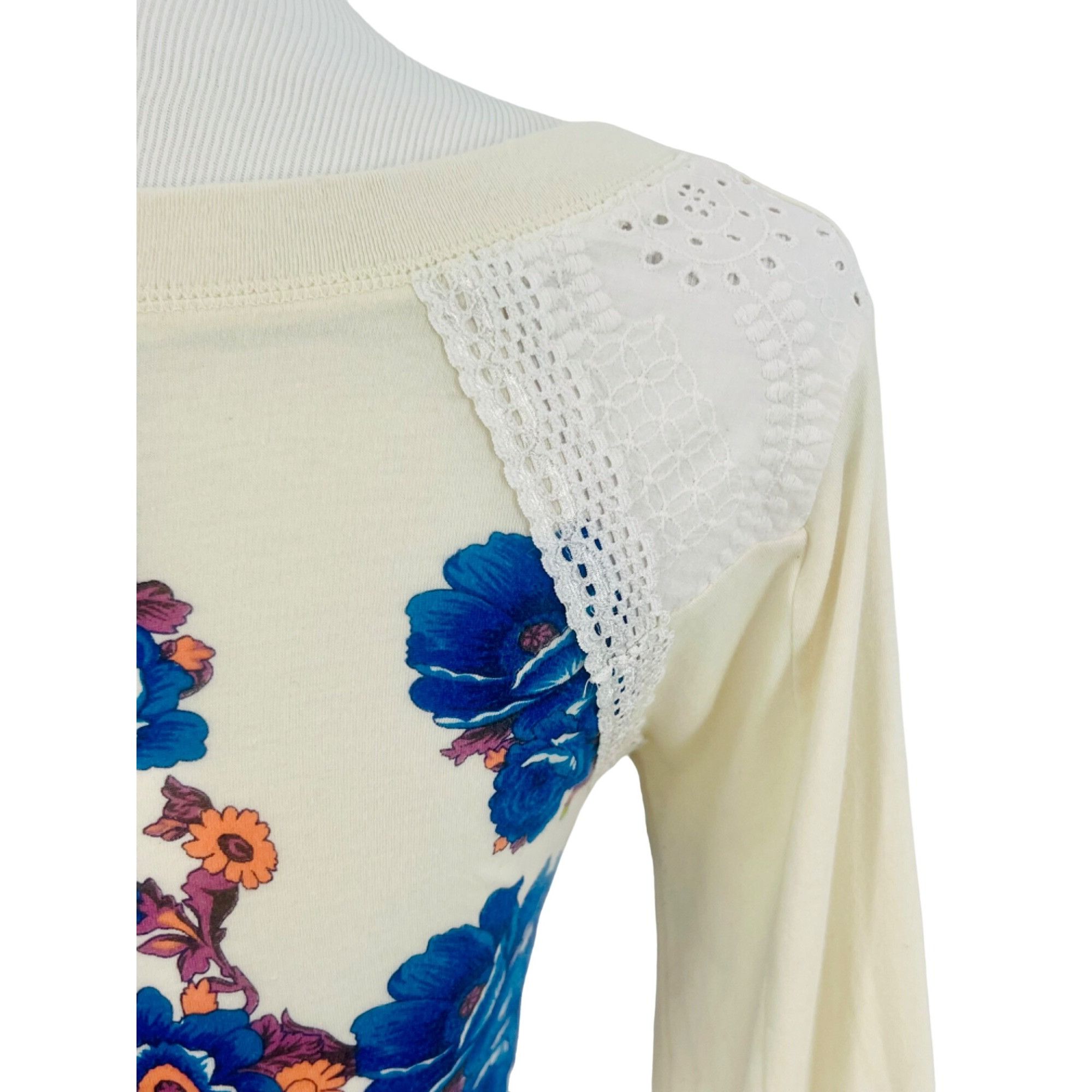 Free People RARE VTG Free People Floral Crochet-Lace Shoulder Tunic Top Size S / US 4 / IT 40 - 8 Thumbnail