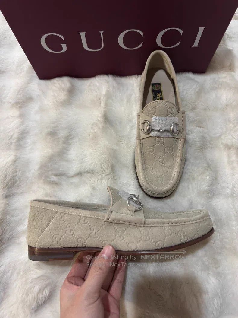 Gucci Guicci Suede Full Print Horseshoe Buckle Loafers Leather S Size US 8 / EU 41 - 2 Thumbnail