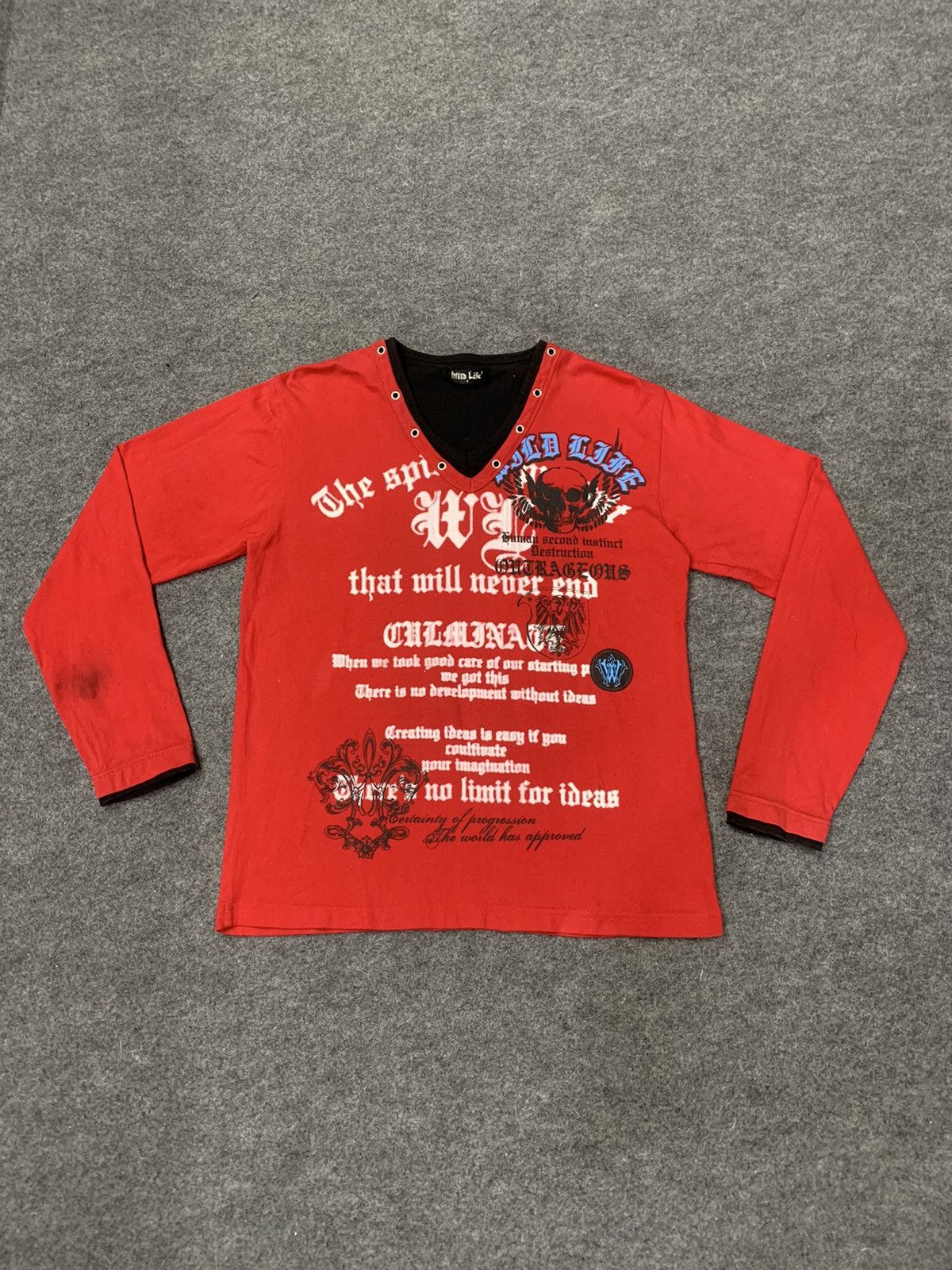 image of If Six Was Nine Wild Life Poem Double Layers Style in Red, Men's (Size Large)