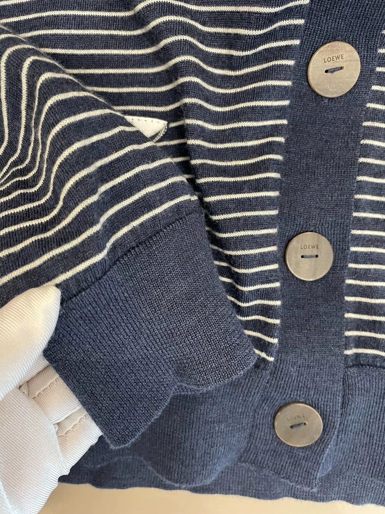 Loewe LOEWE Blue and white striped wool long sleeve sweater Size S / US 4 / IT 40 - 6 Thumbnail
